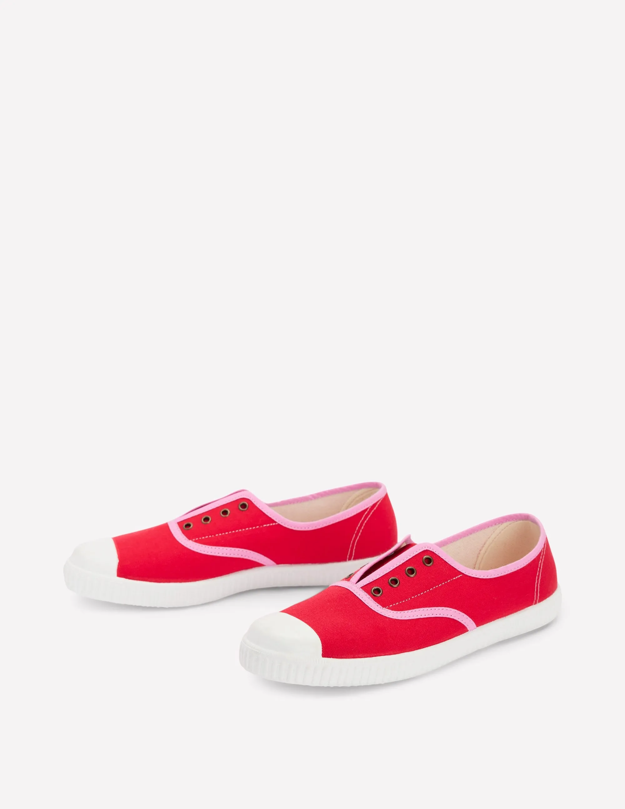 Laceless Canvas Plimsoll-Post Box Red/Soft Pink no burden