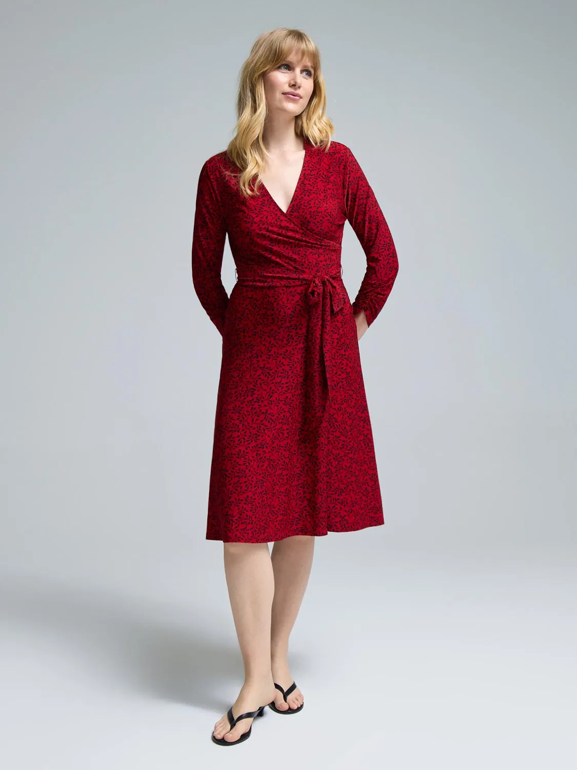 Leaf Print A-Line Midi Dress color range