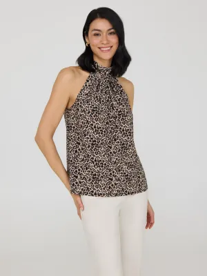 Leopard Print Halter Neck Top fresh tone