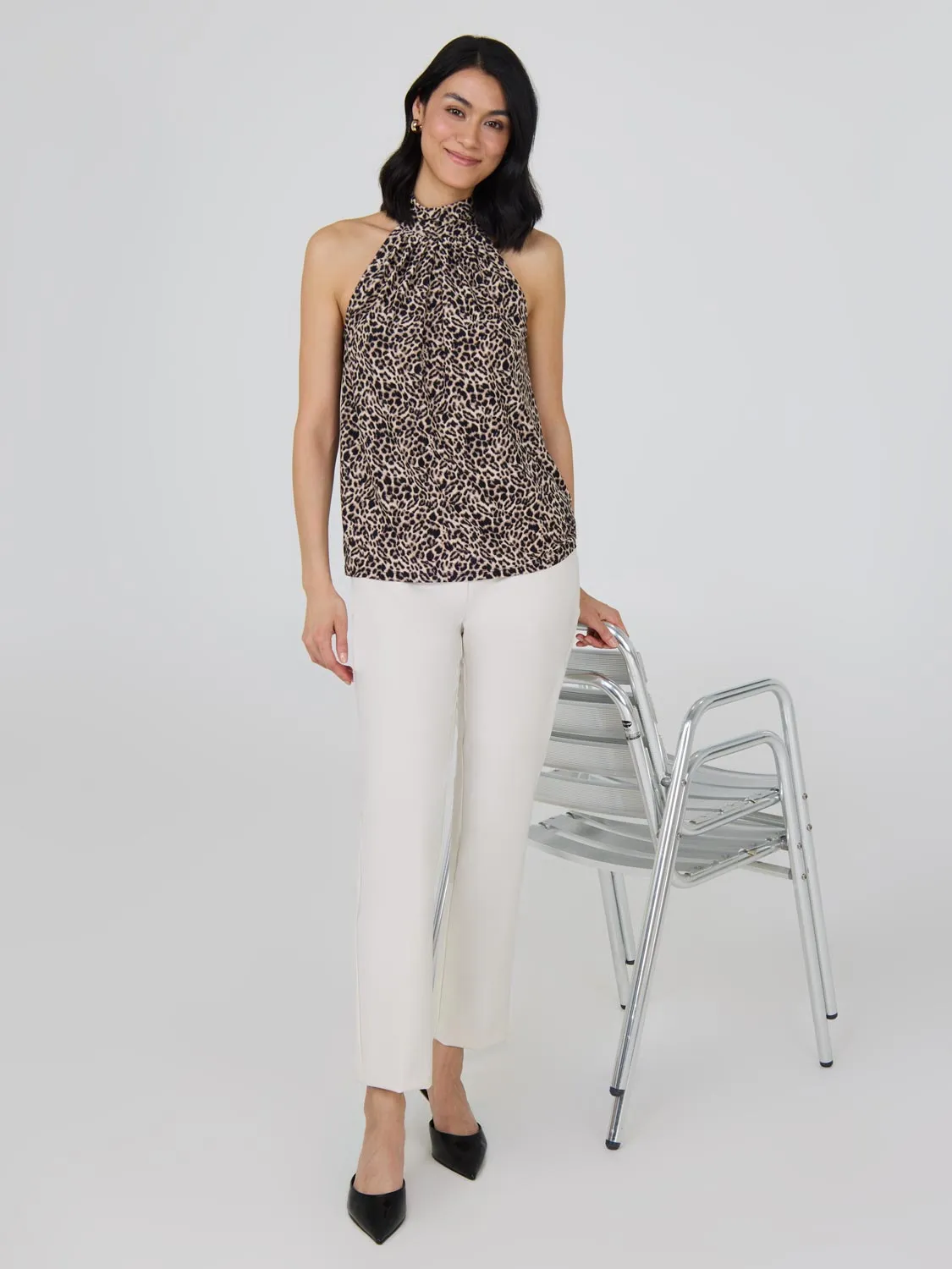 Leopard Print Halter Neck Top compact wear