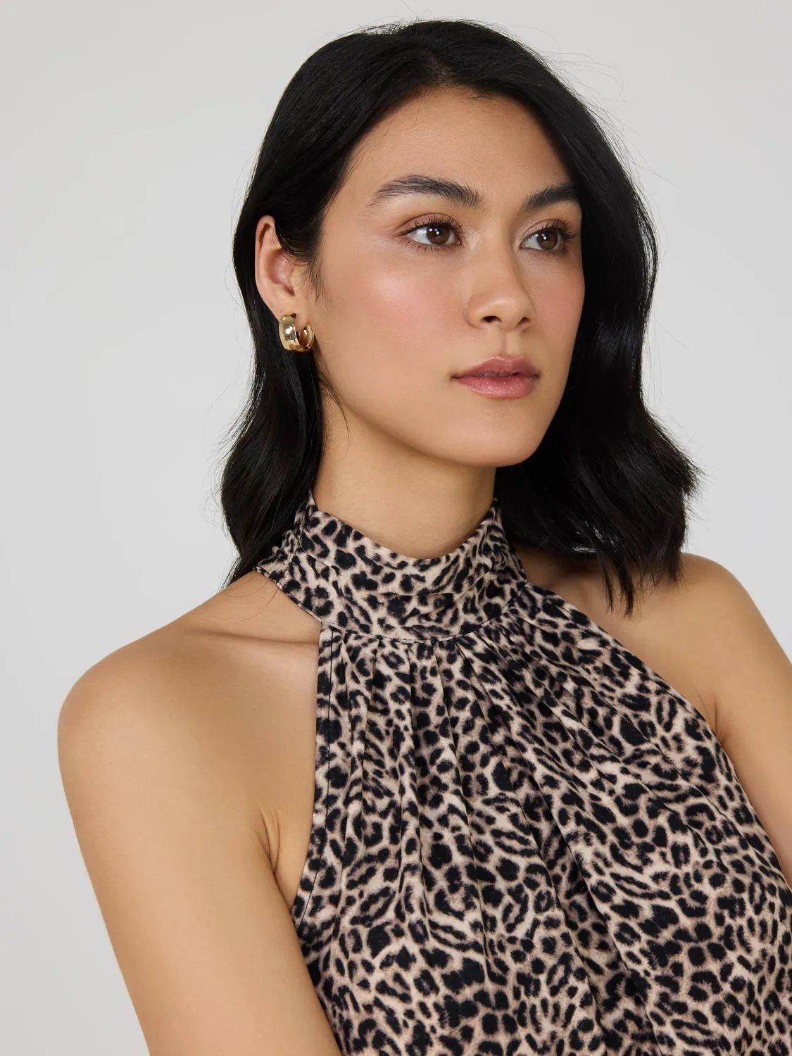 Leopard Print Halter Neck Top fresh essential