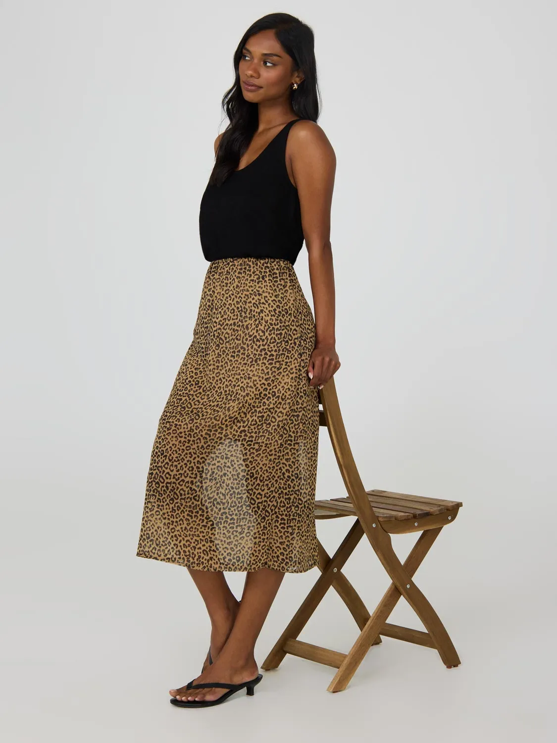 Leopard Print Midi Skirt bright color
