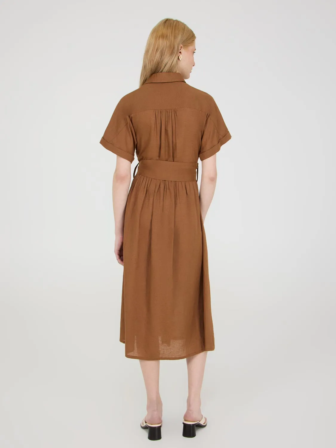 Linen Blend Dolman Sleeve Shirt Dress self expression