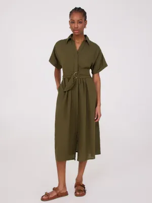 Linen Blend Dolman Sleeve Shirt Dress relaxed cut