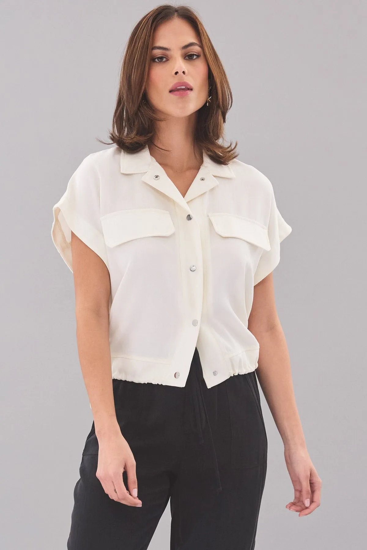 Linen Cupro Twill Vest crisp wind blocker