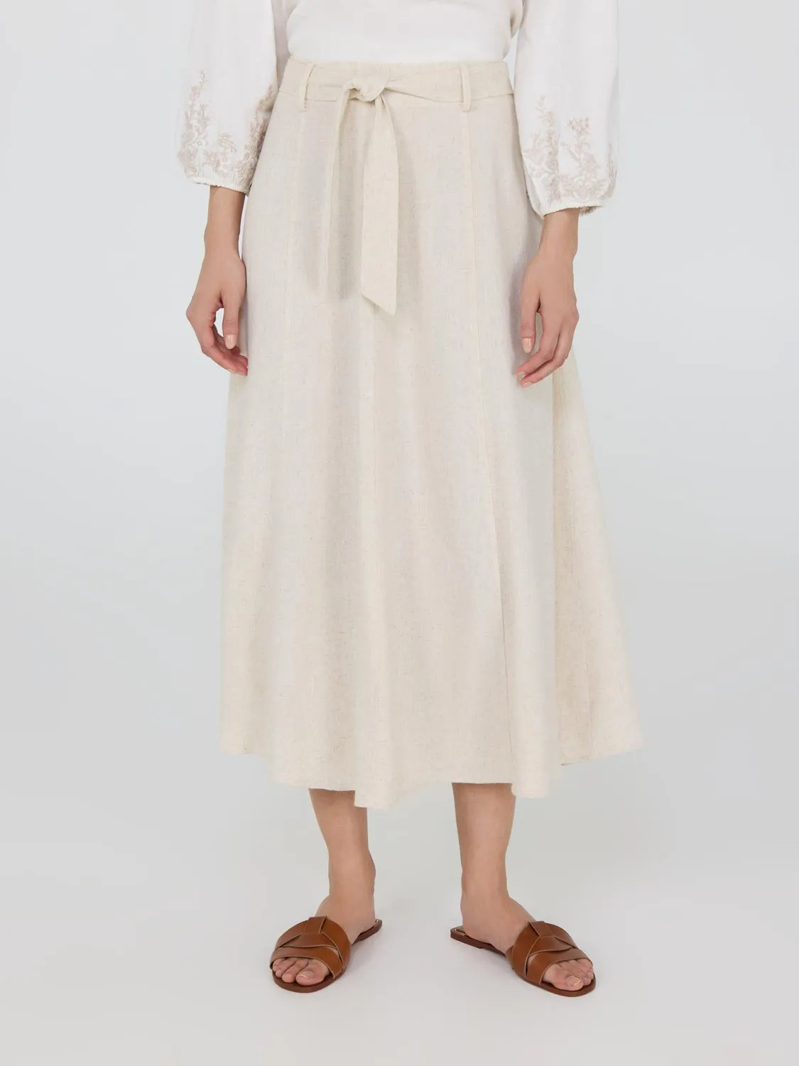 Linen Flared Midi Skirt elegant pick