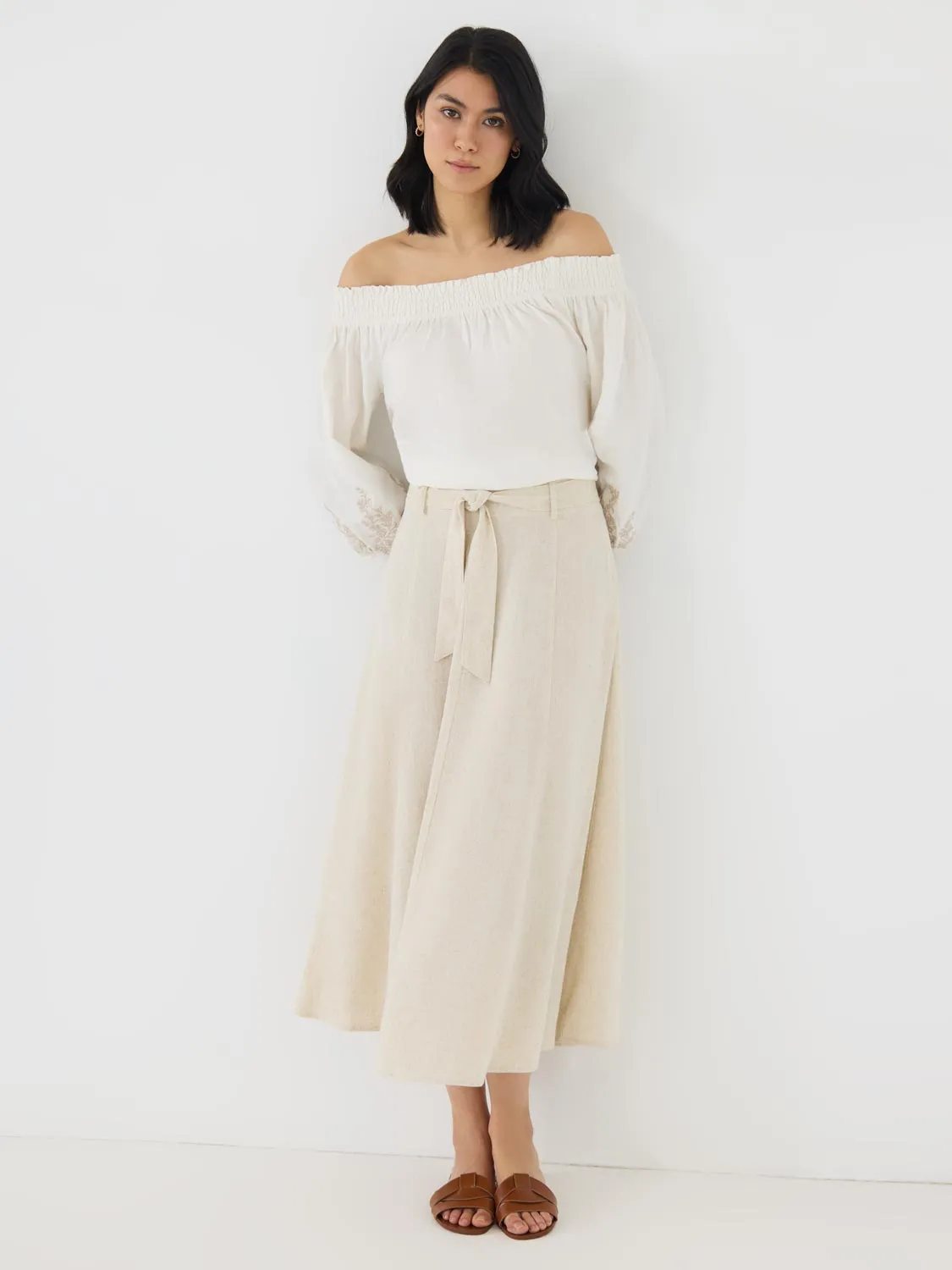 Linen Flared Midi Skirt full energy
