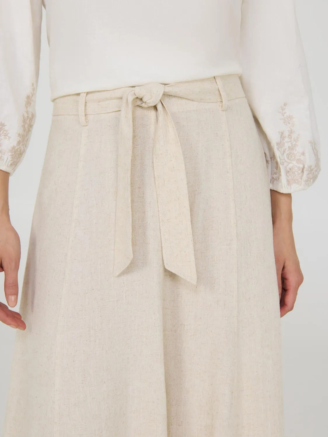 Linen Flared Midi Skirt celeb inspired