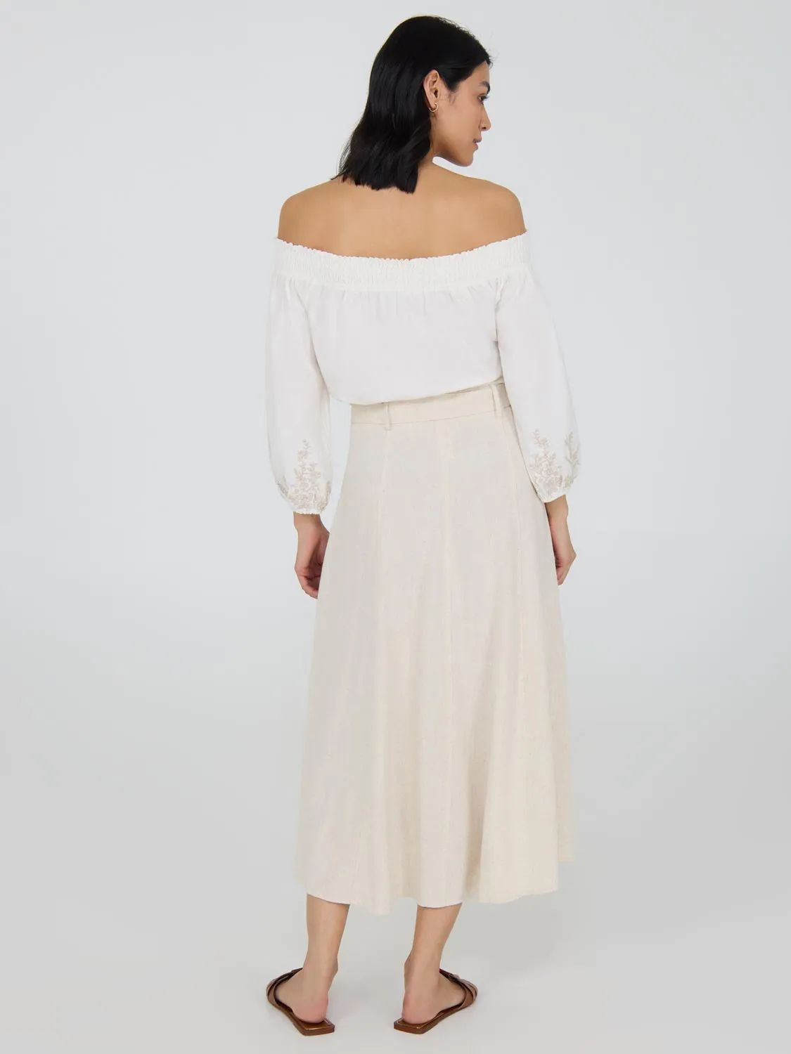 Linen Flared Midi Skirt timeless style
