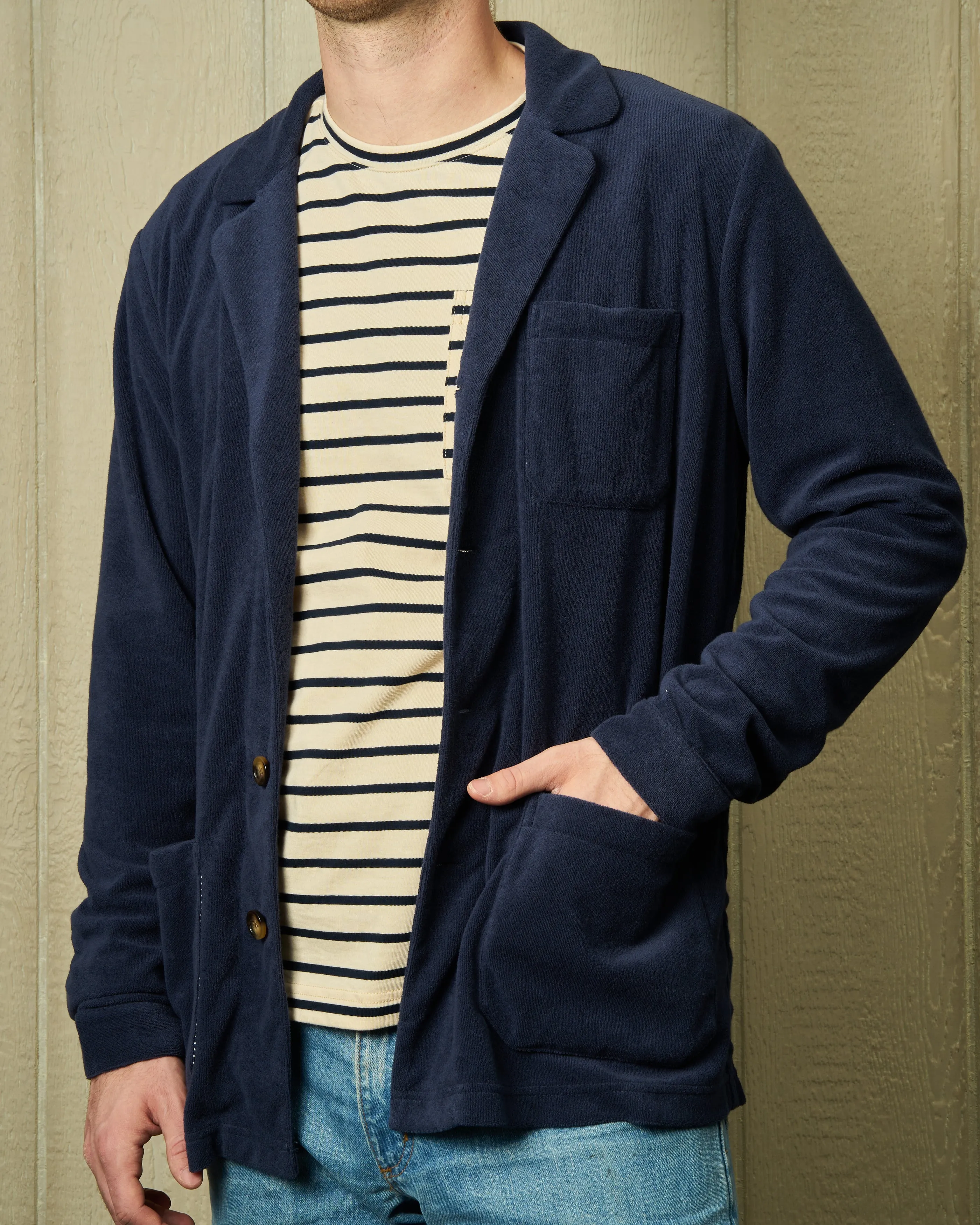 Loafer Jacket in Navy Terrycloth structured warm piece
