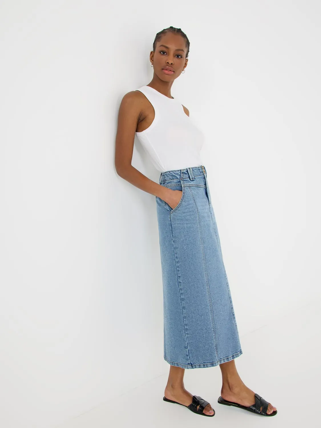 Long Denim Skirt sweet romance