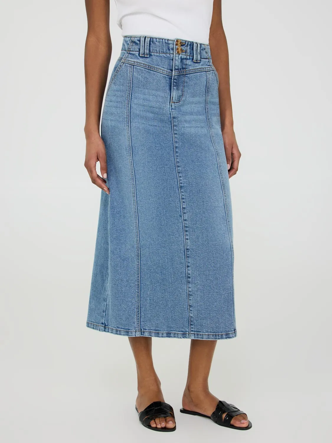 Long Denim Skirt sweet look