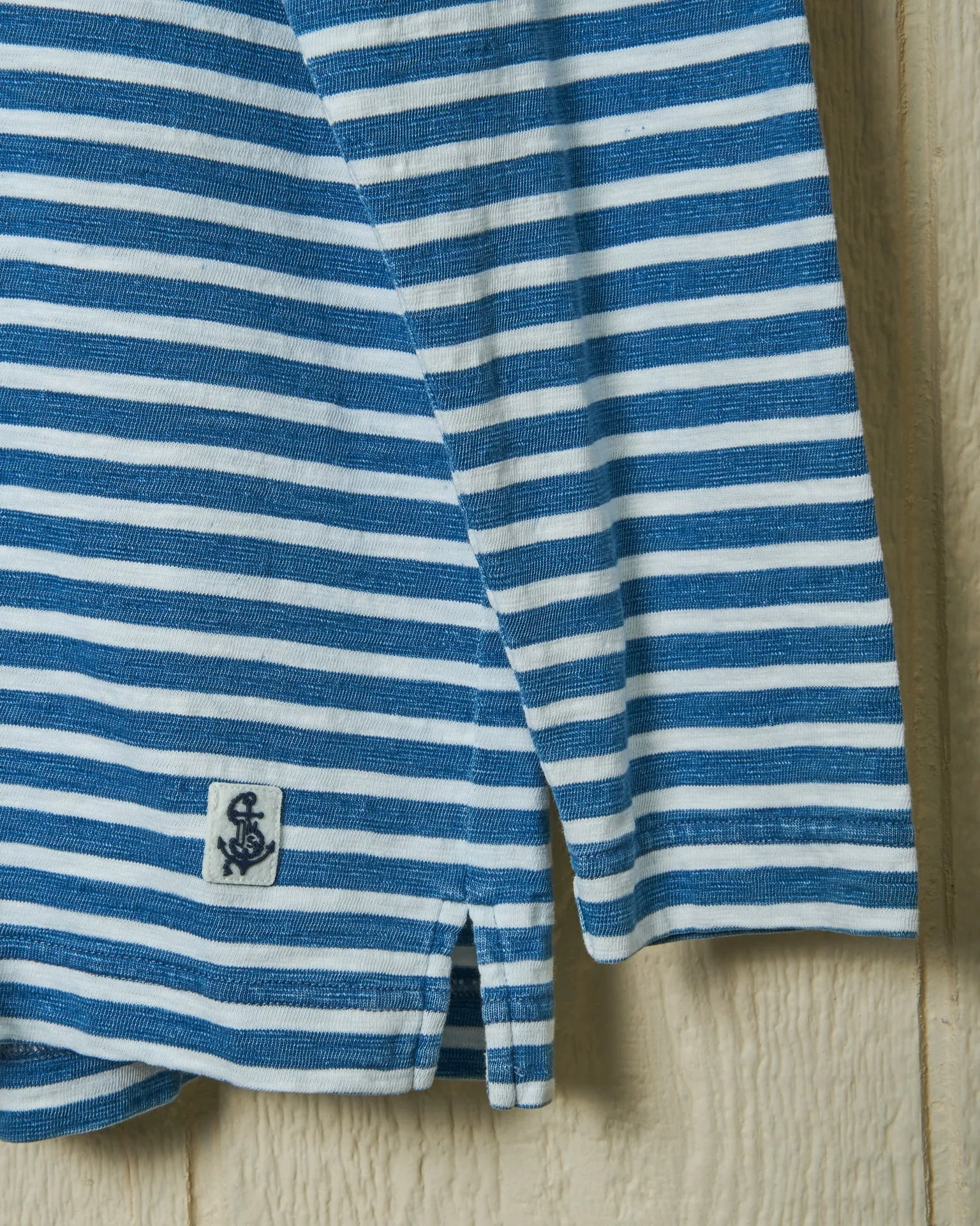 Long Sleeve Indigo Polo in Blue/White Even Stripe versatile form