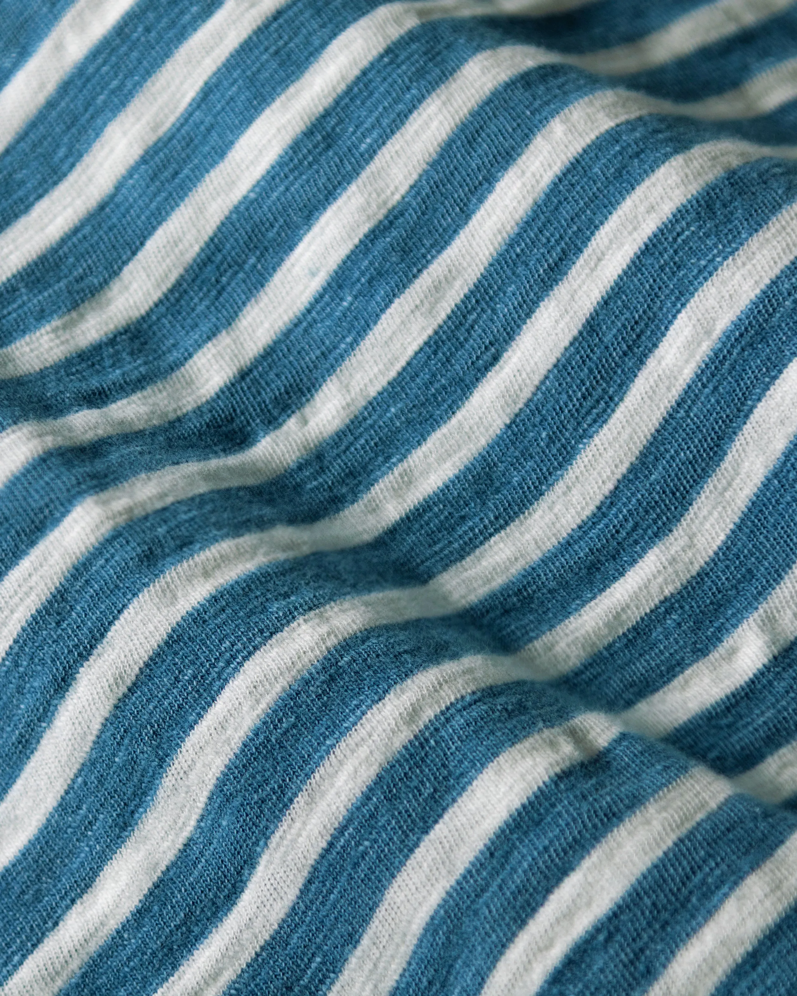 Long Sleeve Indigo Polo in Blue/White Even Stripe versatile form