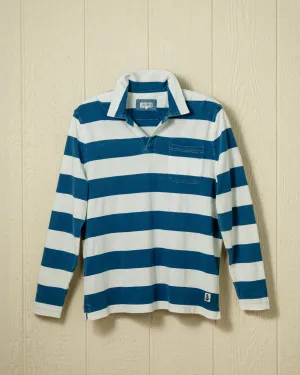 Long Sleeve Indigo Polo in Blue/White Rugby Stripe refined mood