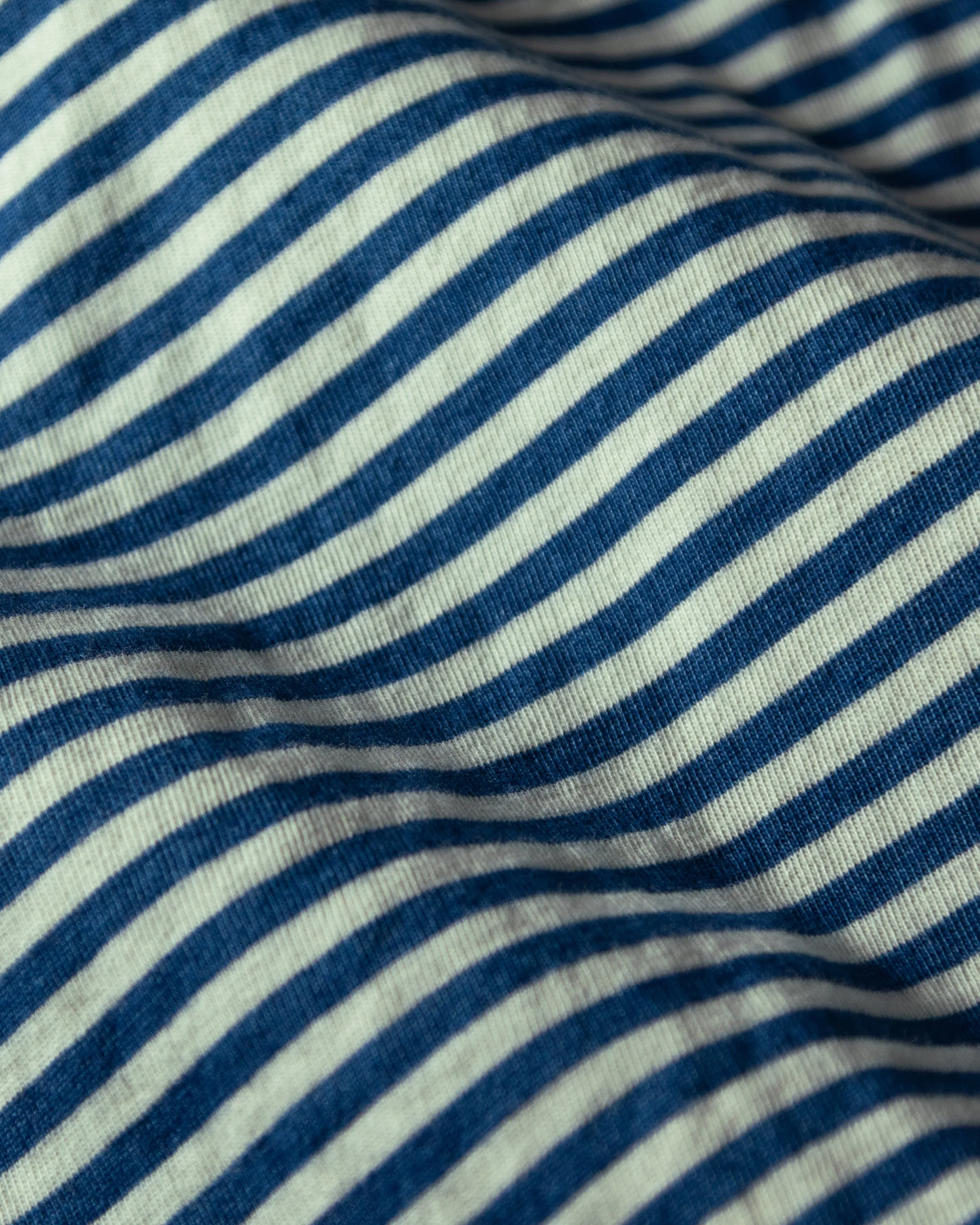 Long Sleeve Indigo Polo in Blue/White Stripe breezy fit