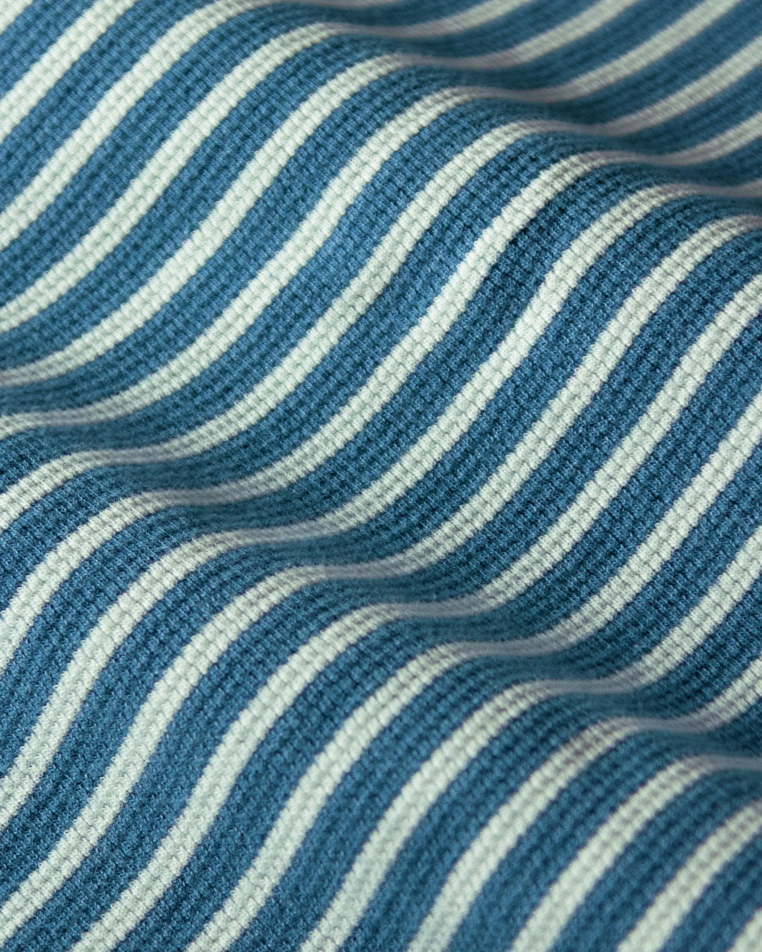 Long Sleeve Indigo Polo in Blue/White Waffle Knit modern edge