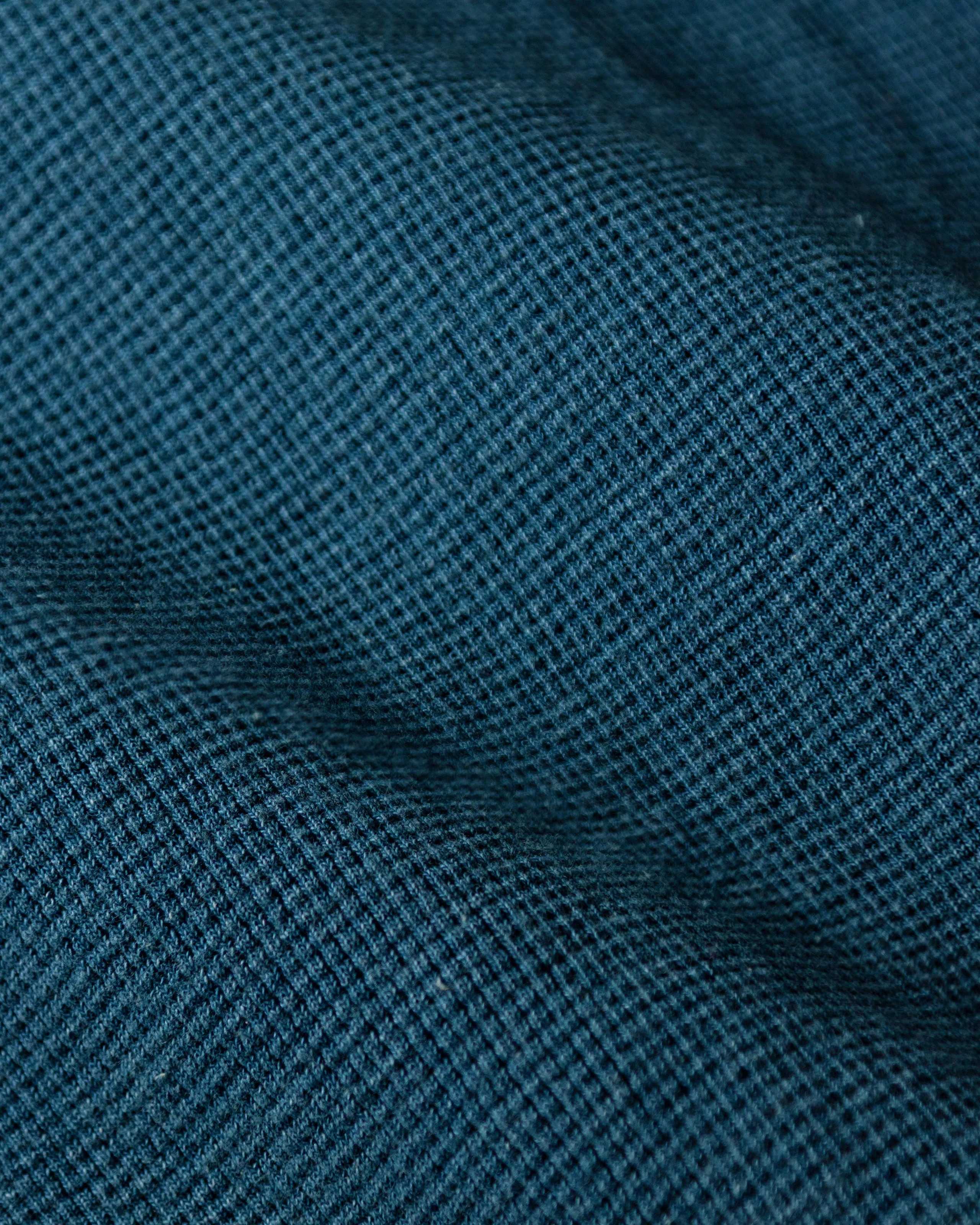 Long Sleeve Indigo Polo in Solid Waffle Knit sport tone