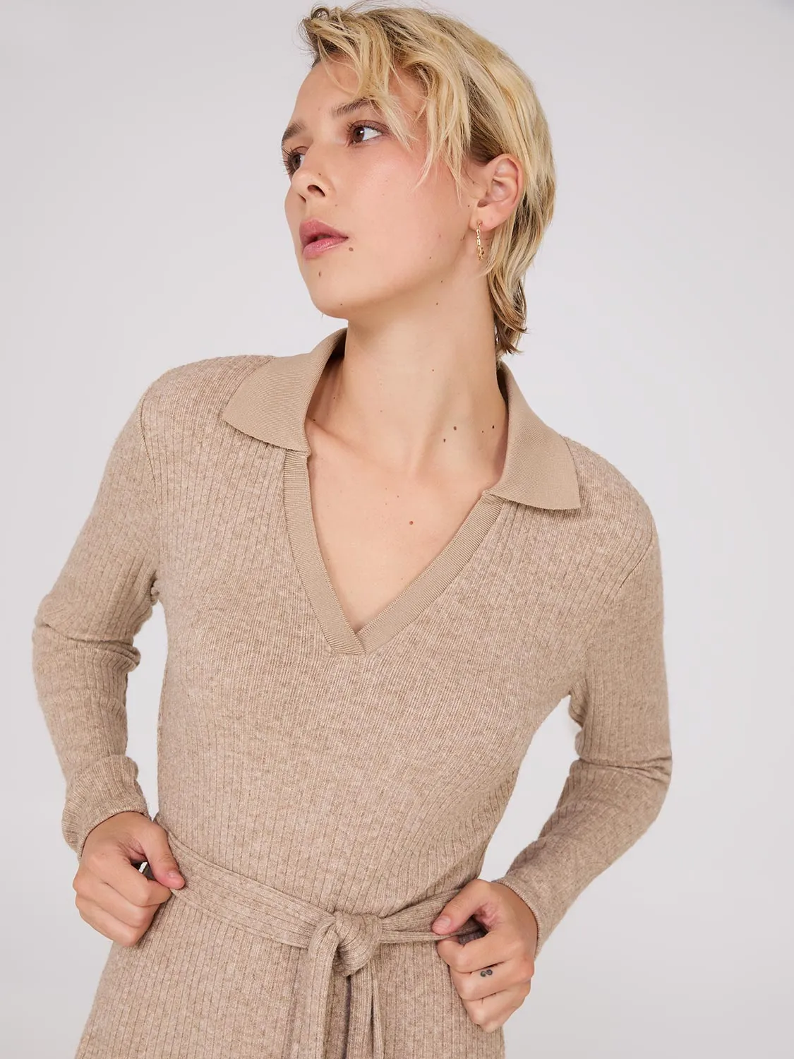 Long Sleeve Ribbed Midi Dress trending element