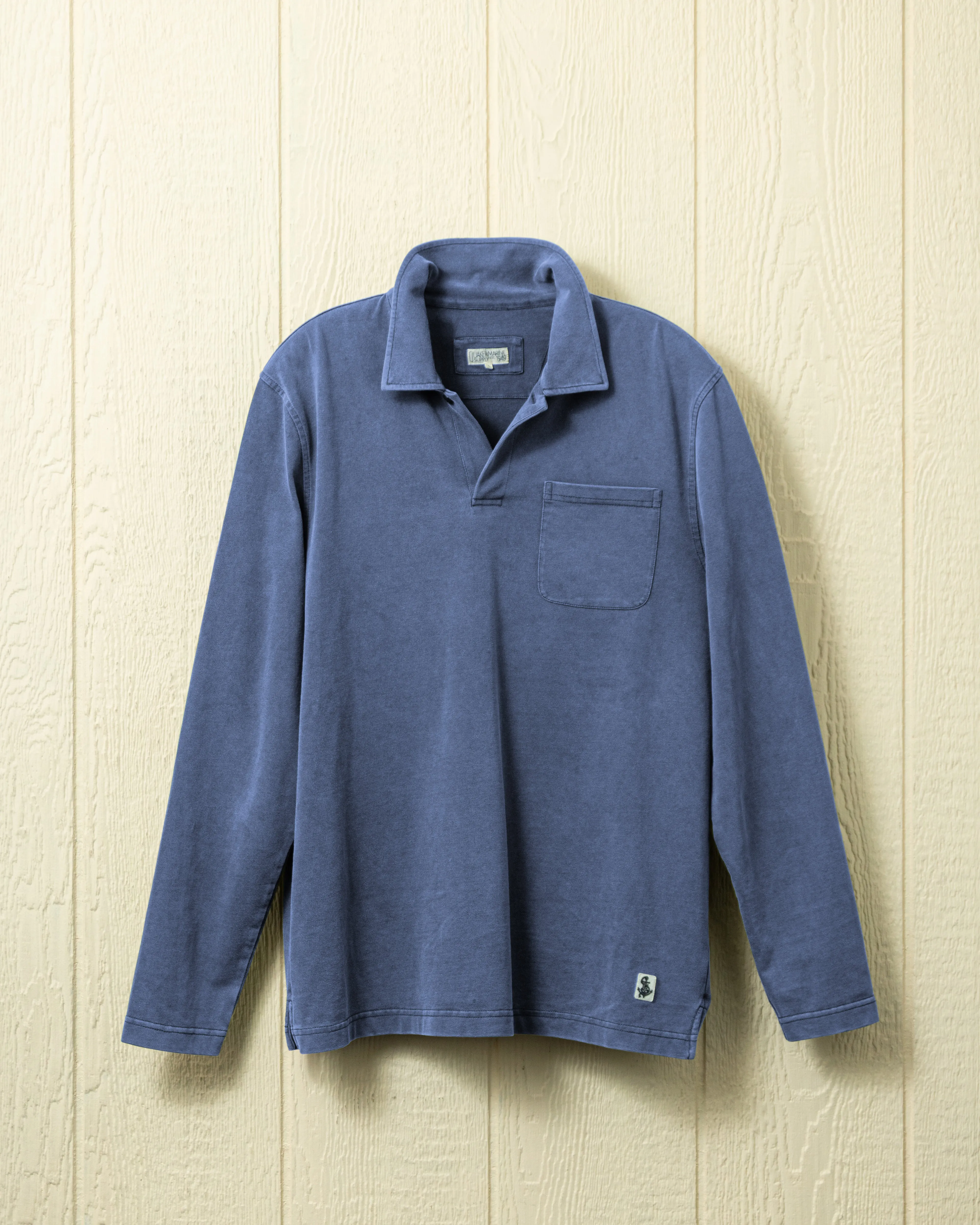 Long Sleeve Salt Washed Polo in Navy everyday use