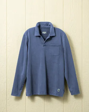 Long Sleeve Salt Washed Polo in Navy everyday use