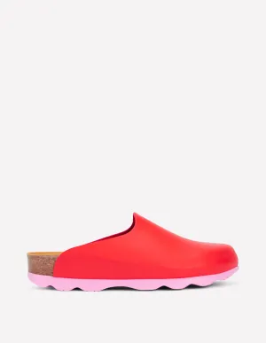 Lyla Colour Block Clogs-Post Box Red/Soft Pink comfortable wrap
