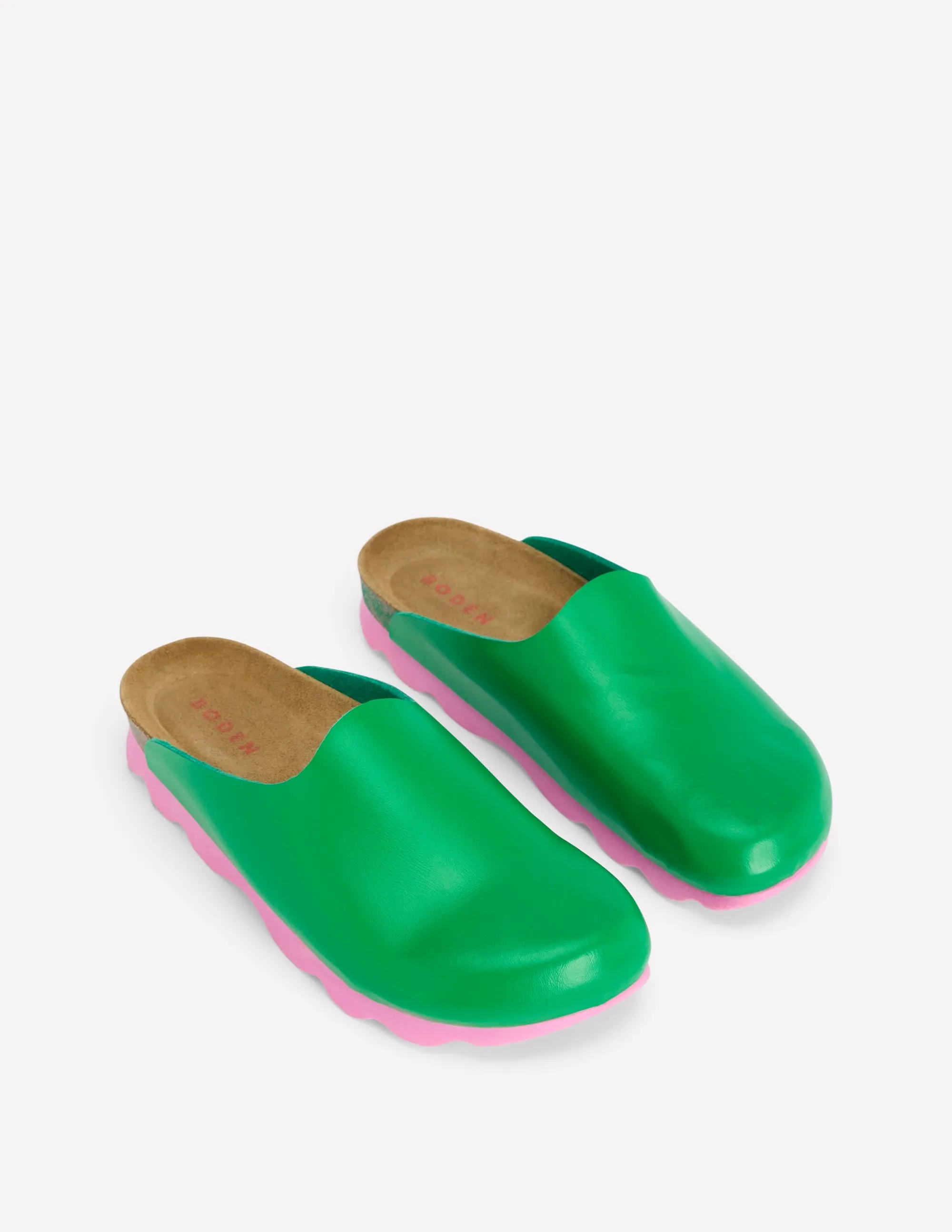 Lyla Colour Block Clogs-Rich Emerald light material
