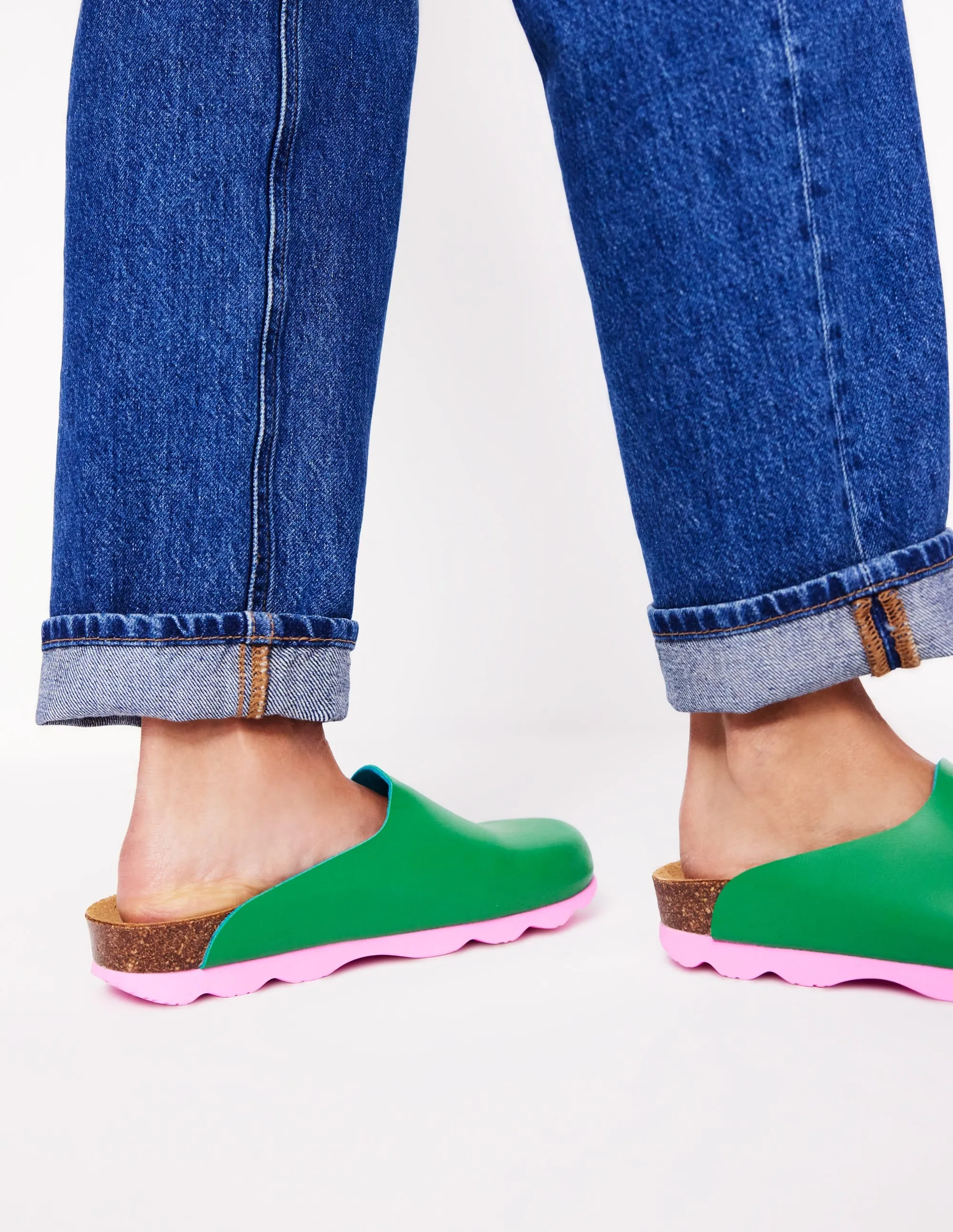 Lyla Colour Block Clogs-Rich Emerald trendy fashion