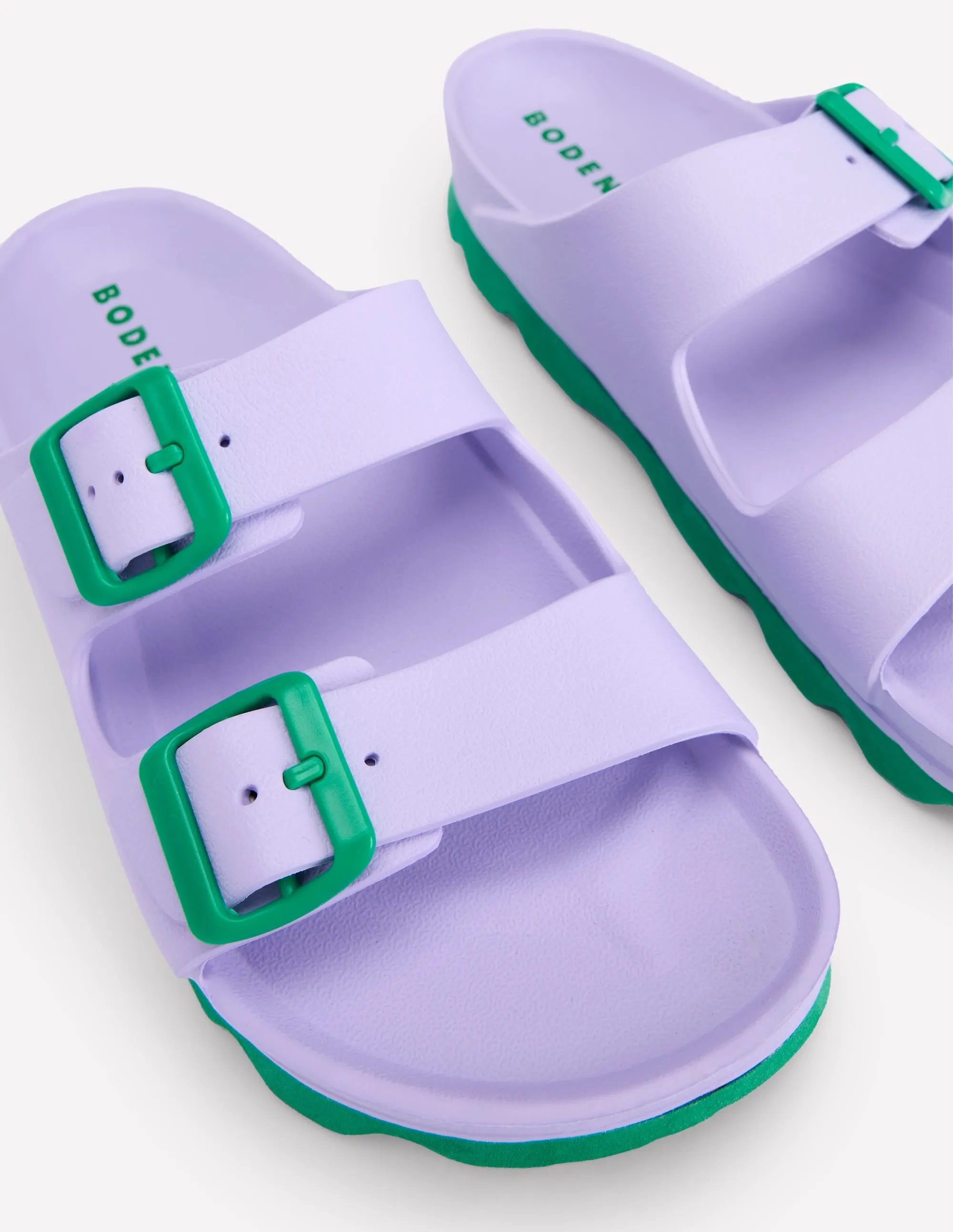 Lyla Double Buckle Sliders-Lavender Purple diverse style