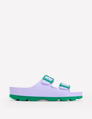 Lyla Double Buckle Sliders-Lavender Purple abrasion sole