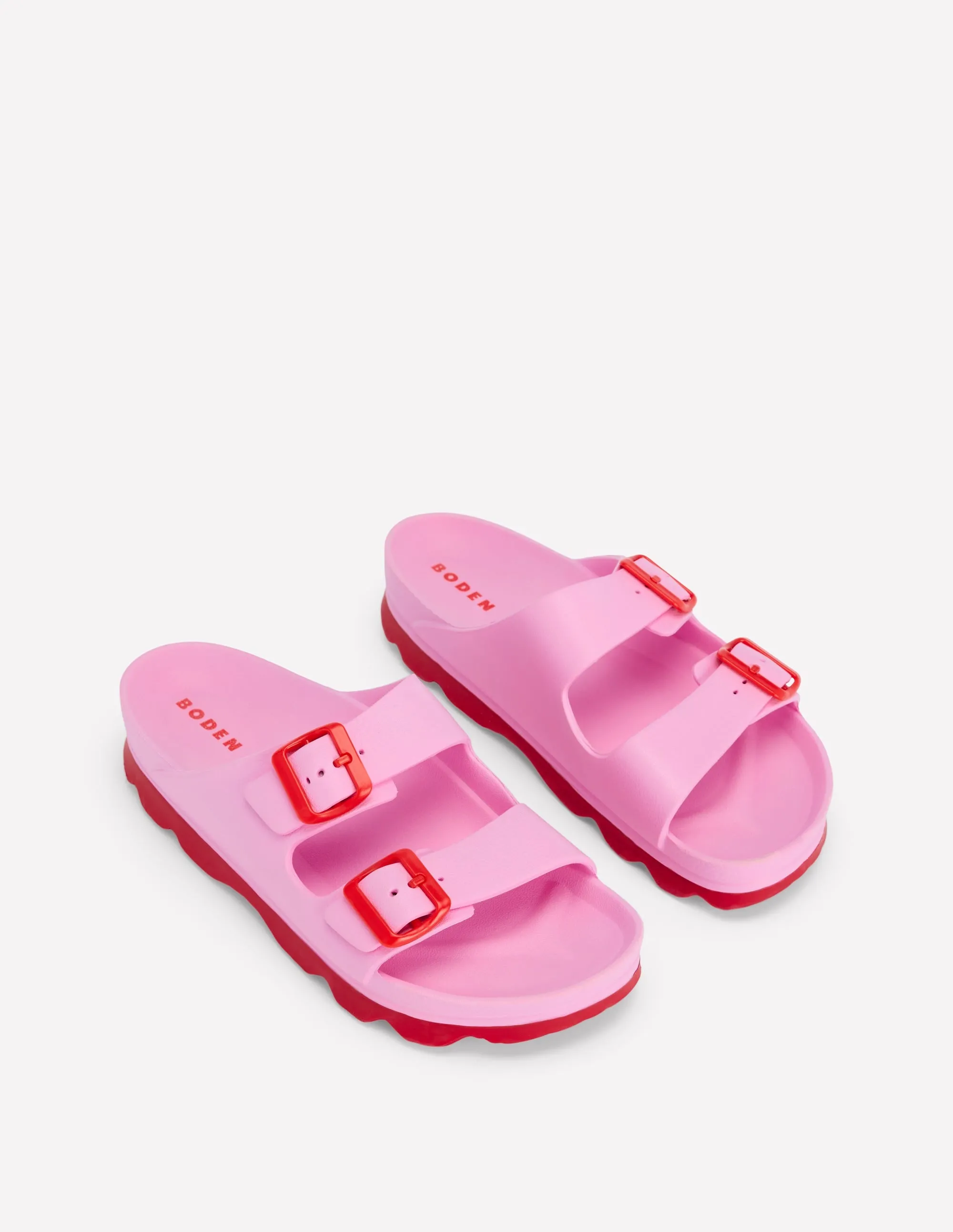 Lyla Double Buckle Sliders-Soft Pink fashion match