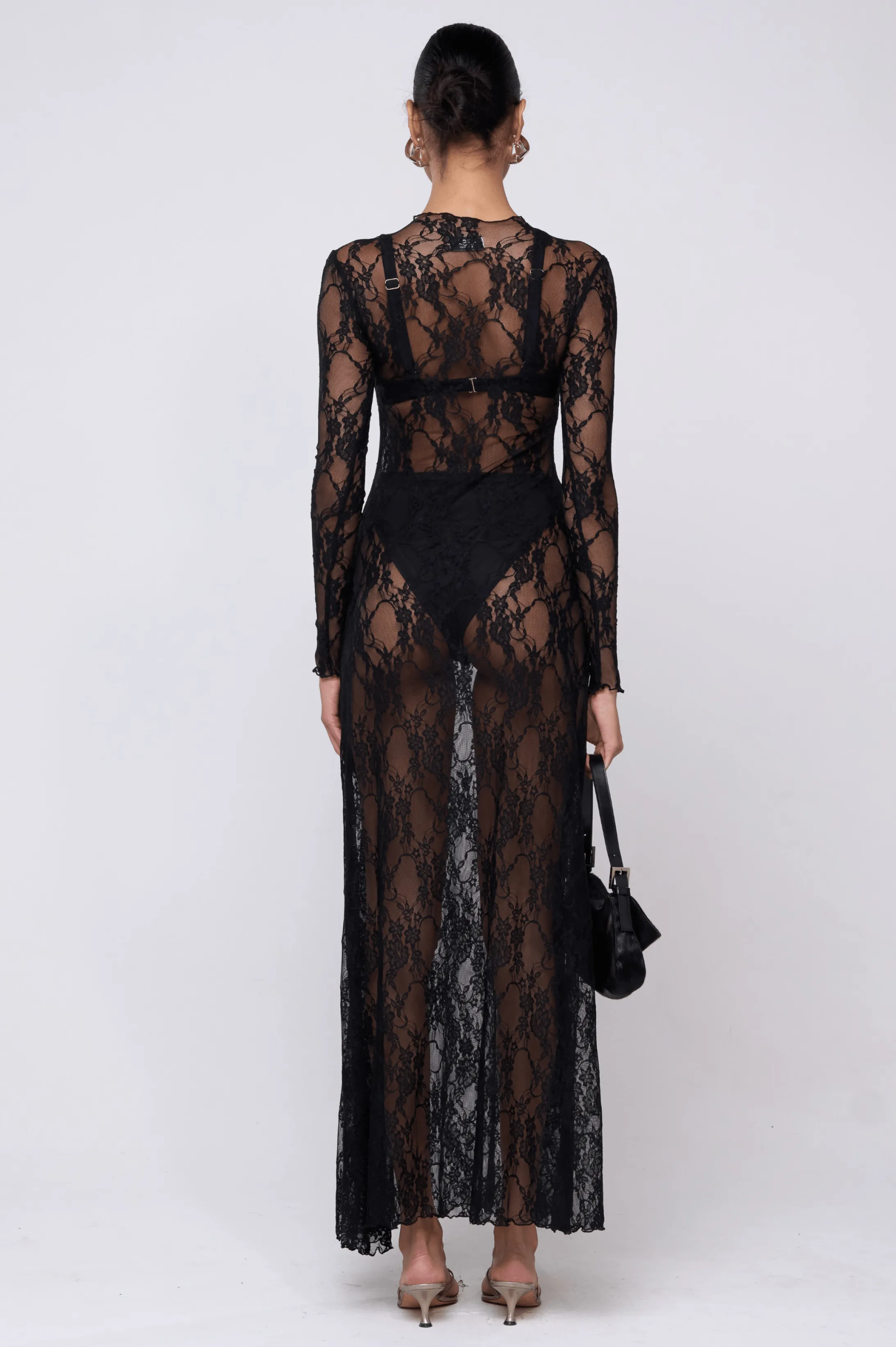 Lyon Lace Dress in Black Lace holiday destination