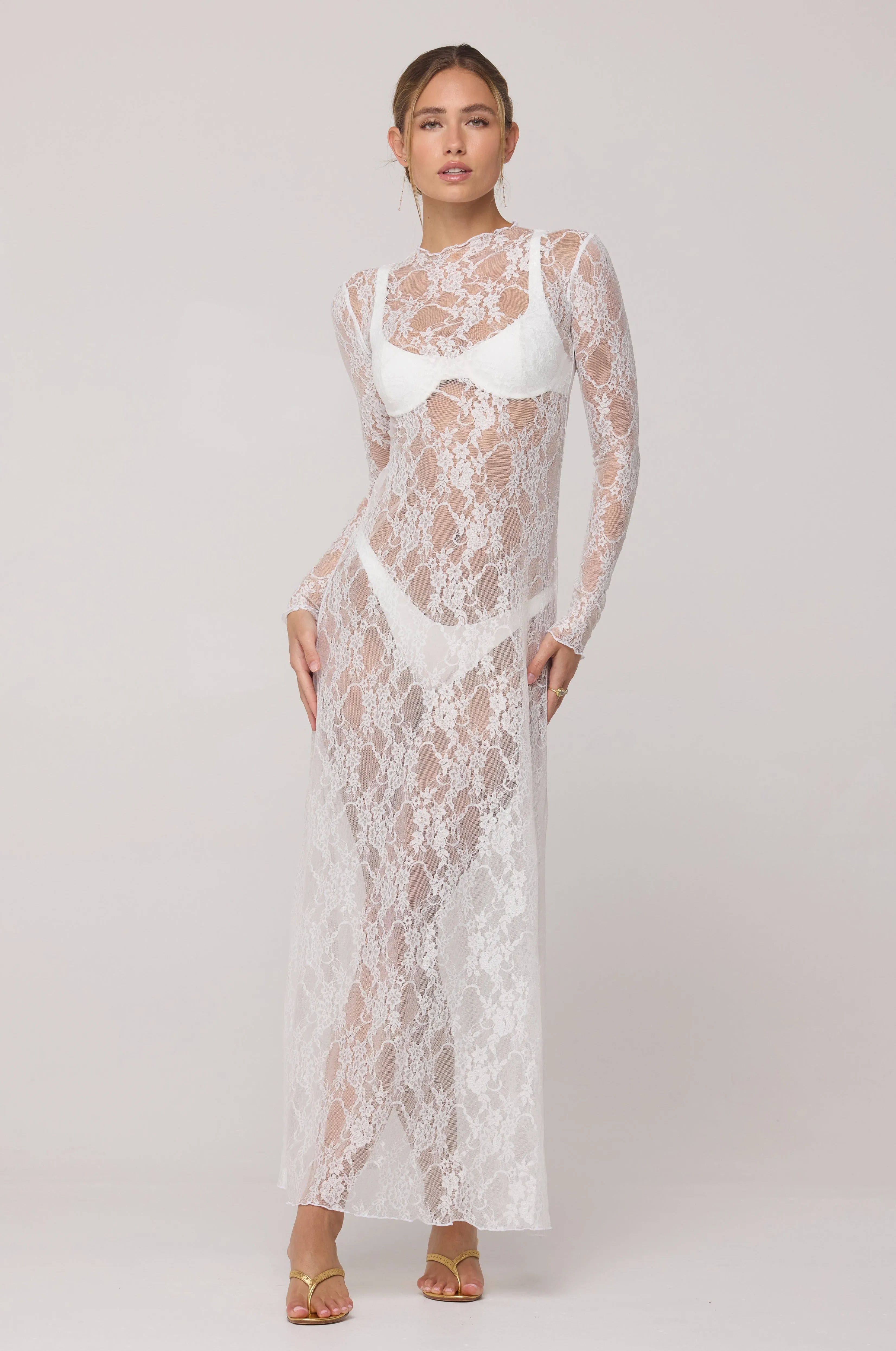 Lyon Lace Dress in White Lace weekend getaway