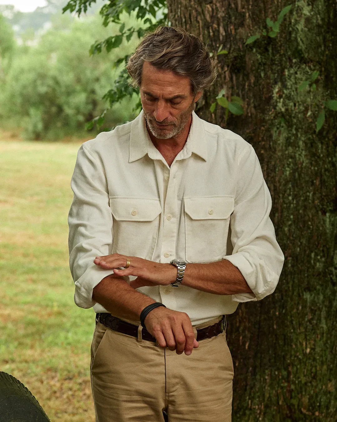 MacArthur Shirt in Off White Corduroy Mindful Wear