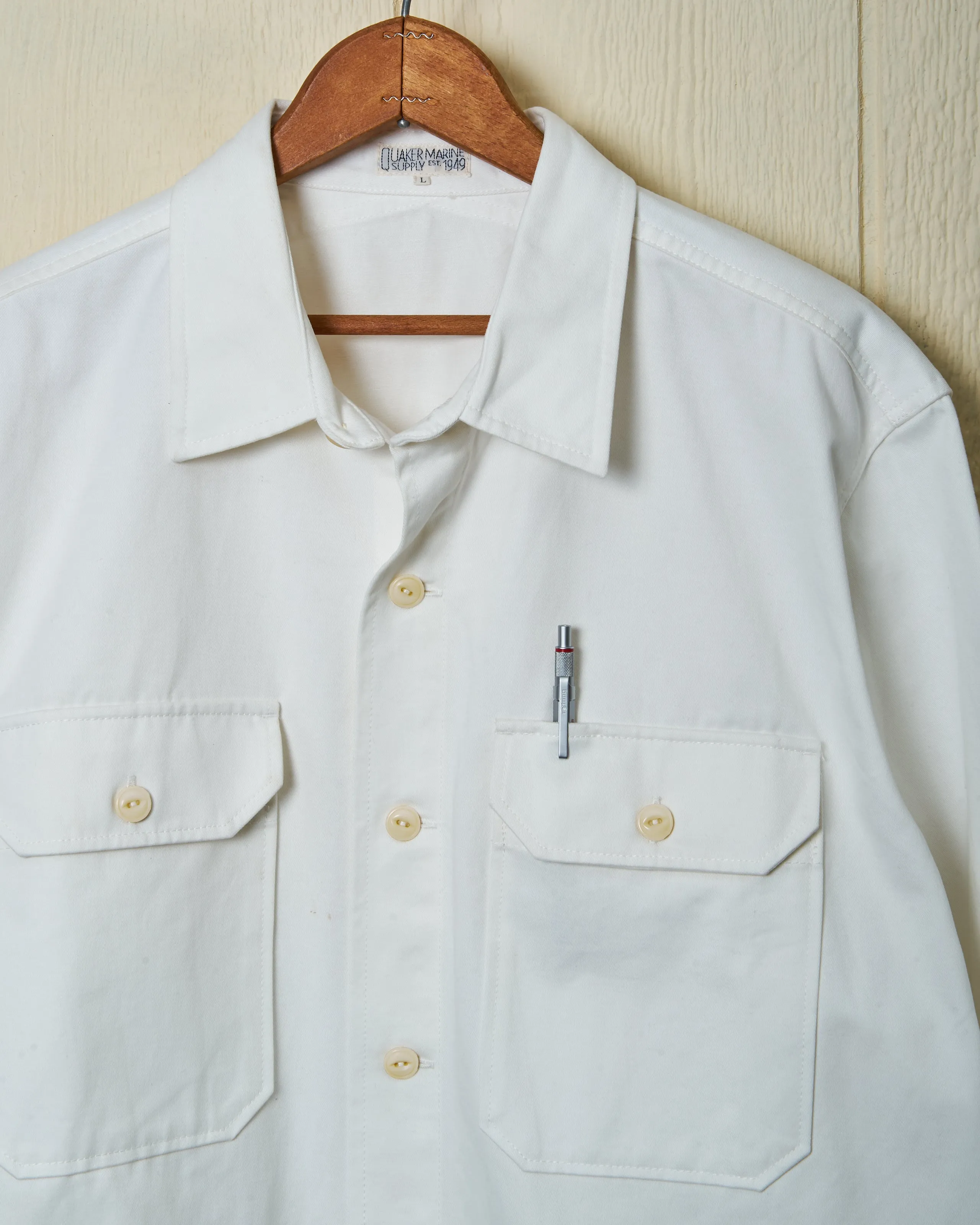 MacArthur Shirt in White Twill City Ease