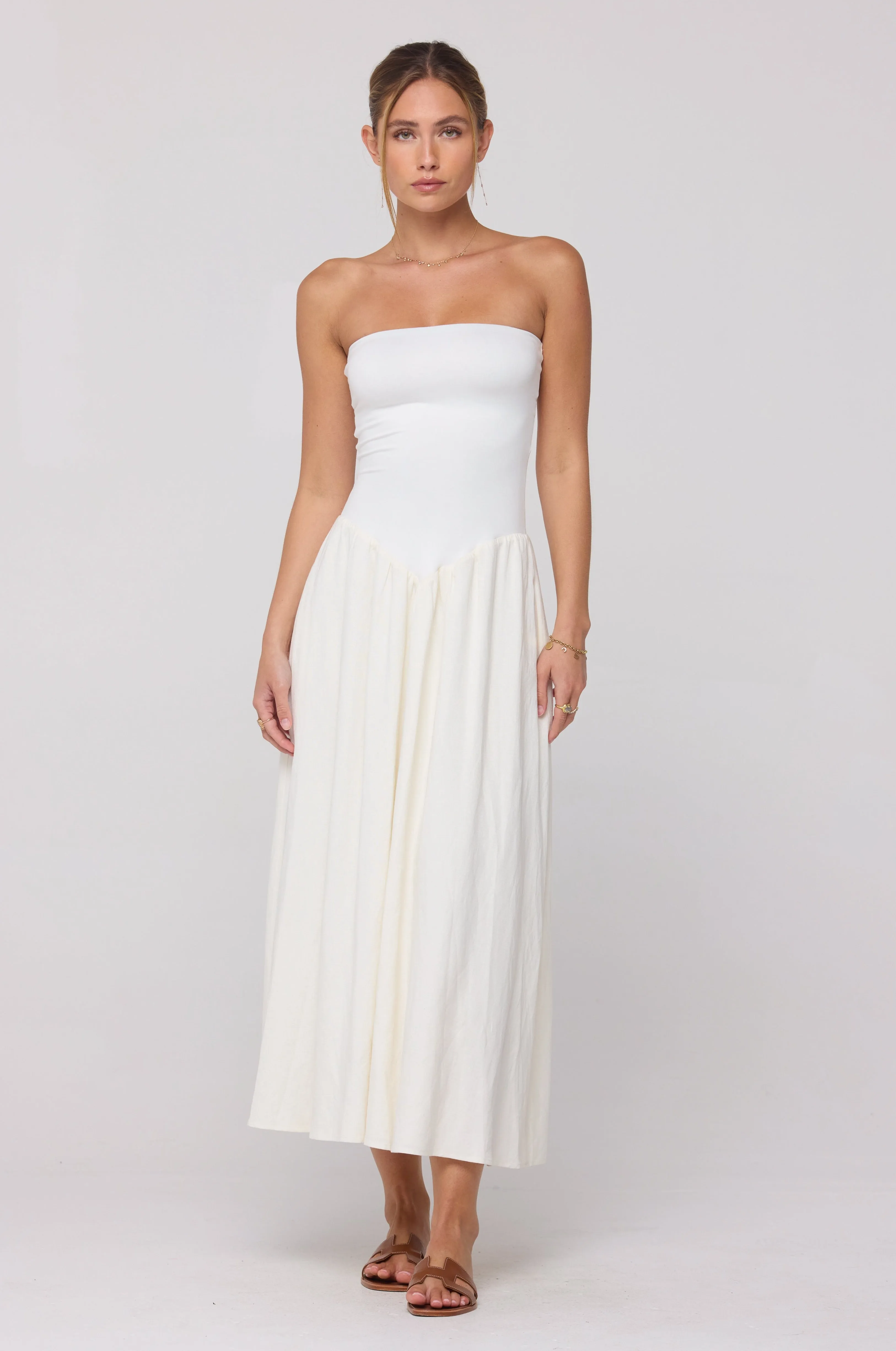 Mackenzie Dress in White Linen intimate time