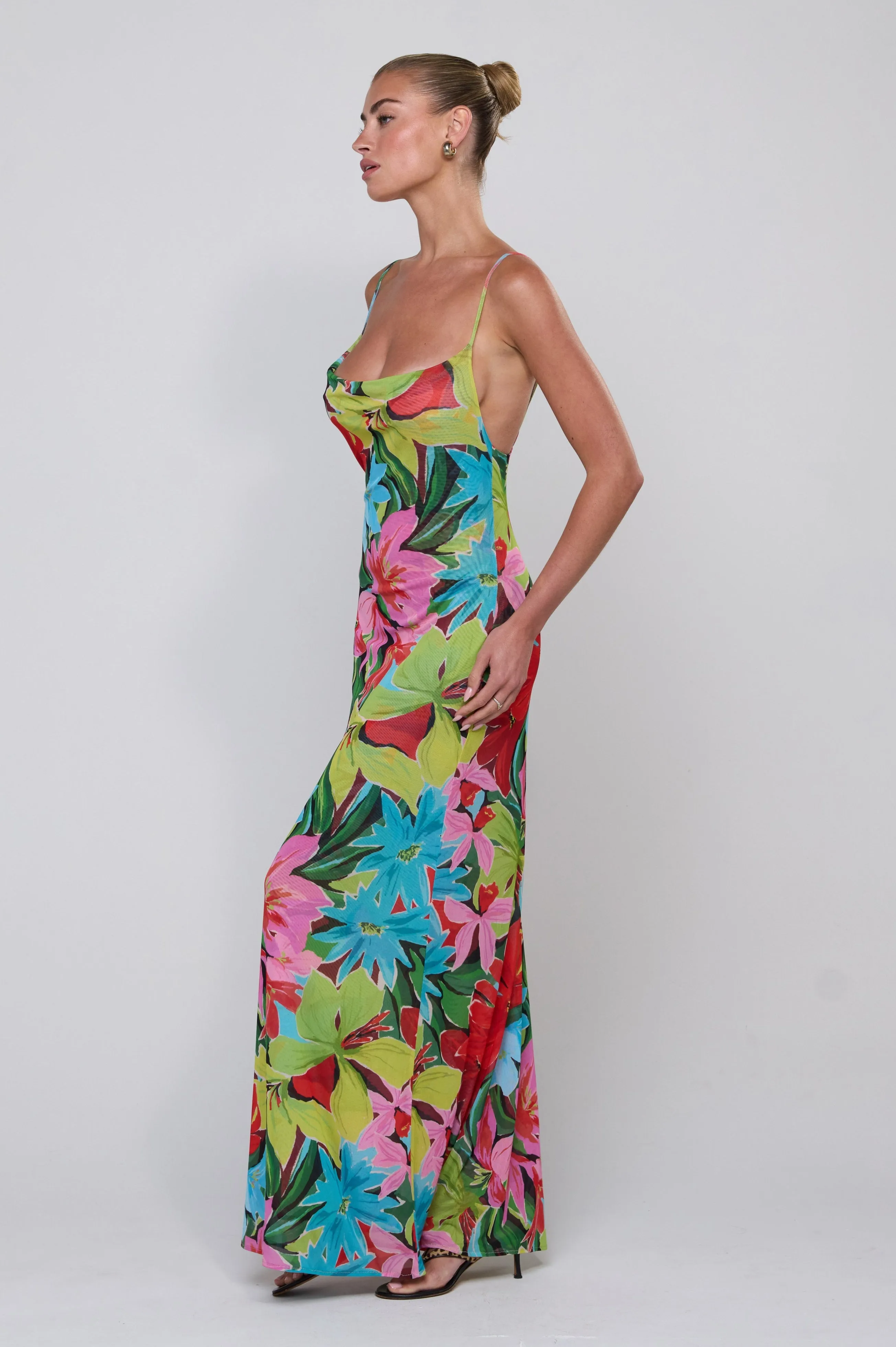 Margot Mesh Maxi in Tropicana chic layering