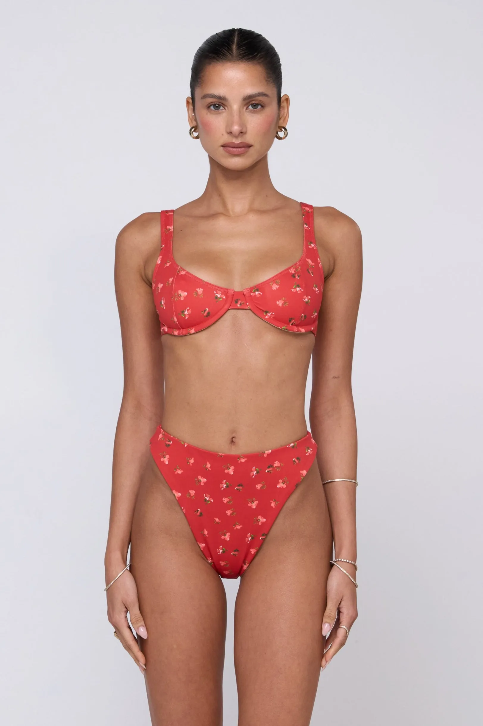 Matty Bikini Top in Cayenne sun care