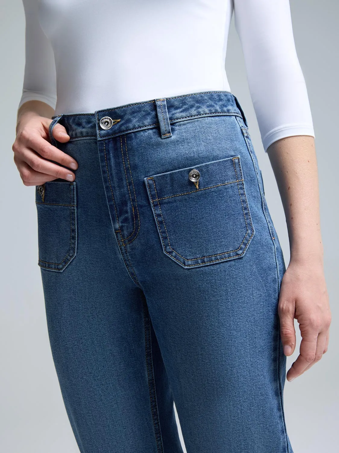 Medium Wash Straight-Leg Jeans street culture