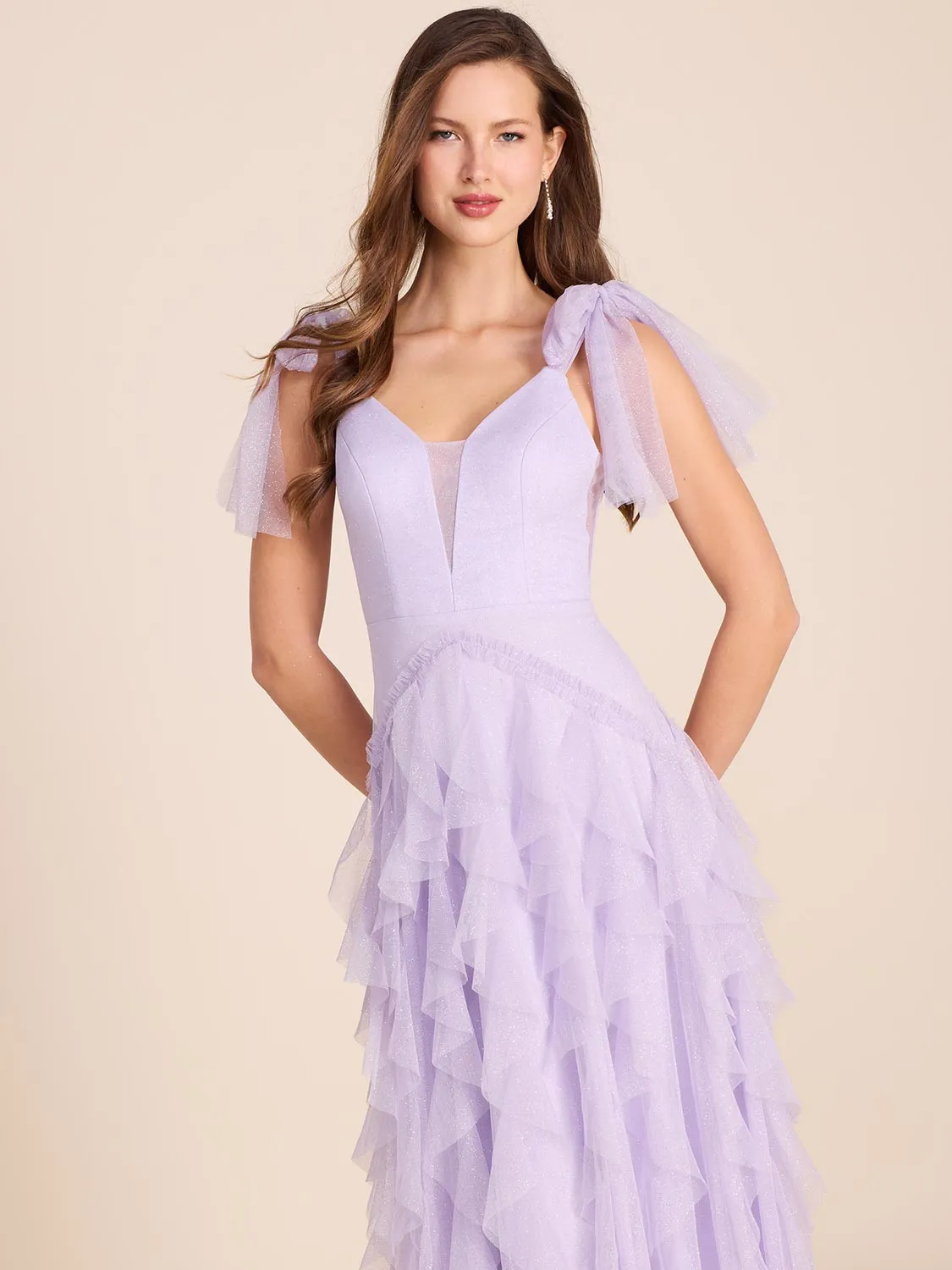 Mesh Ball Gown With Corkscrew Skirt wedding guest