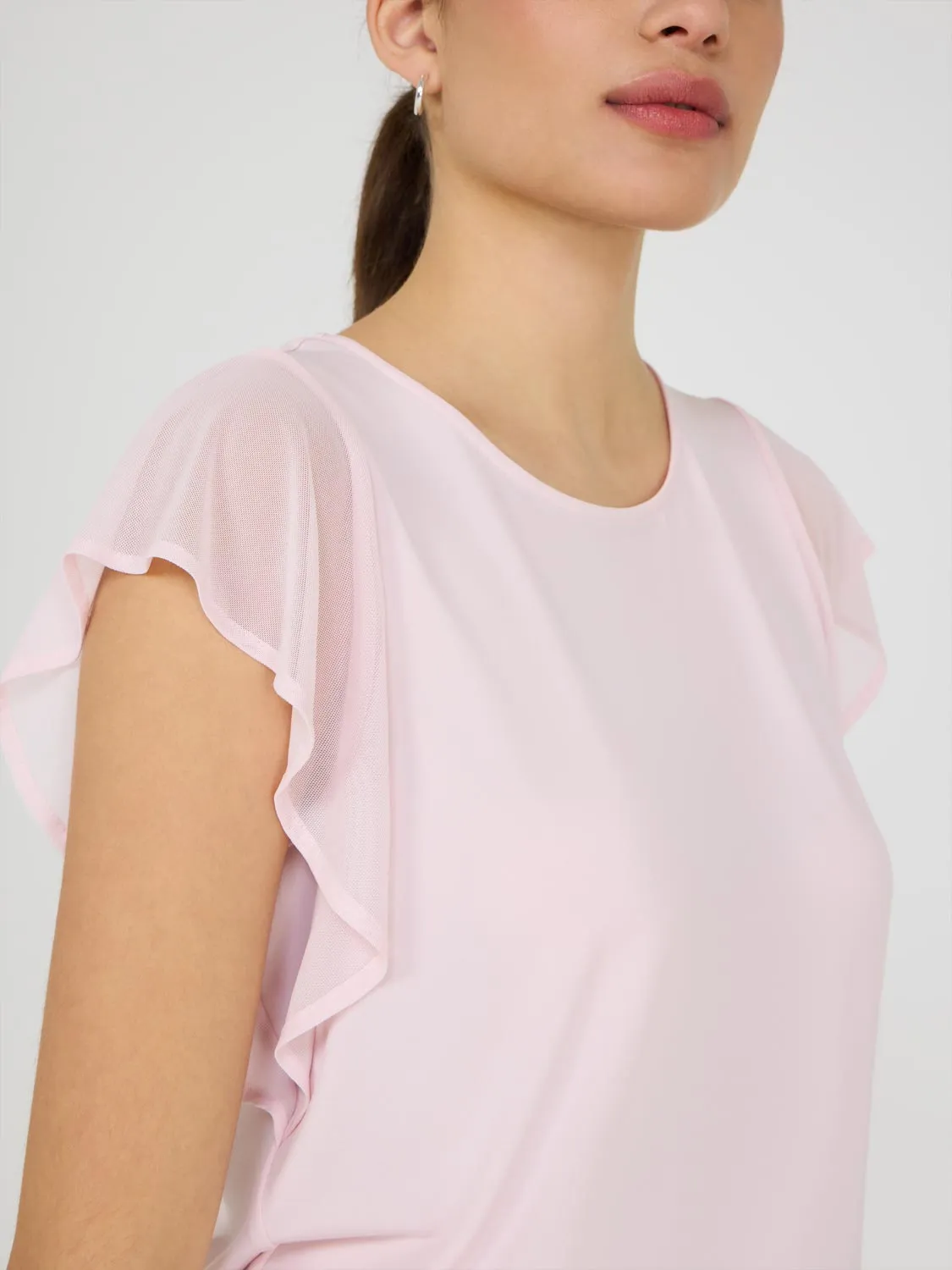 Mesh Flutter Sleeve Top Date Ready