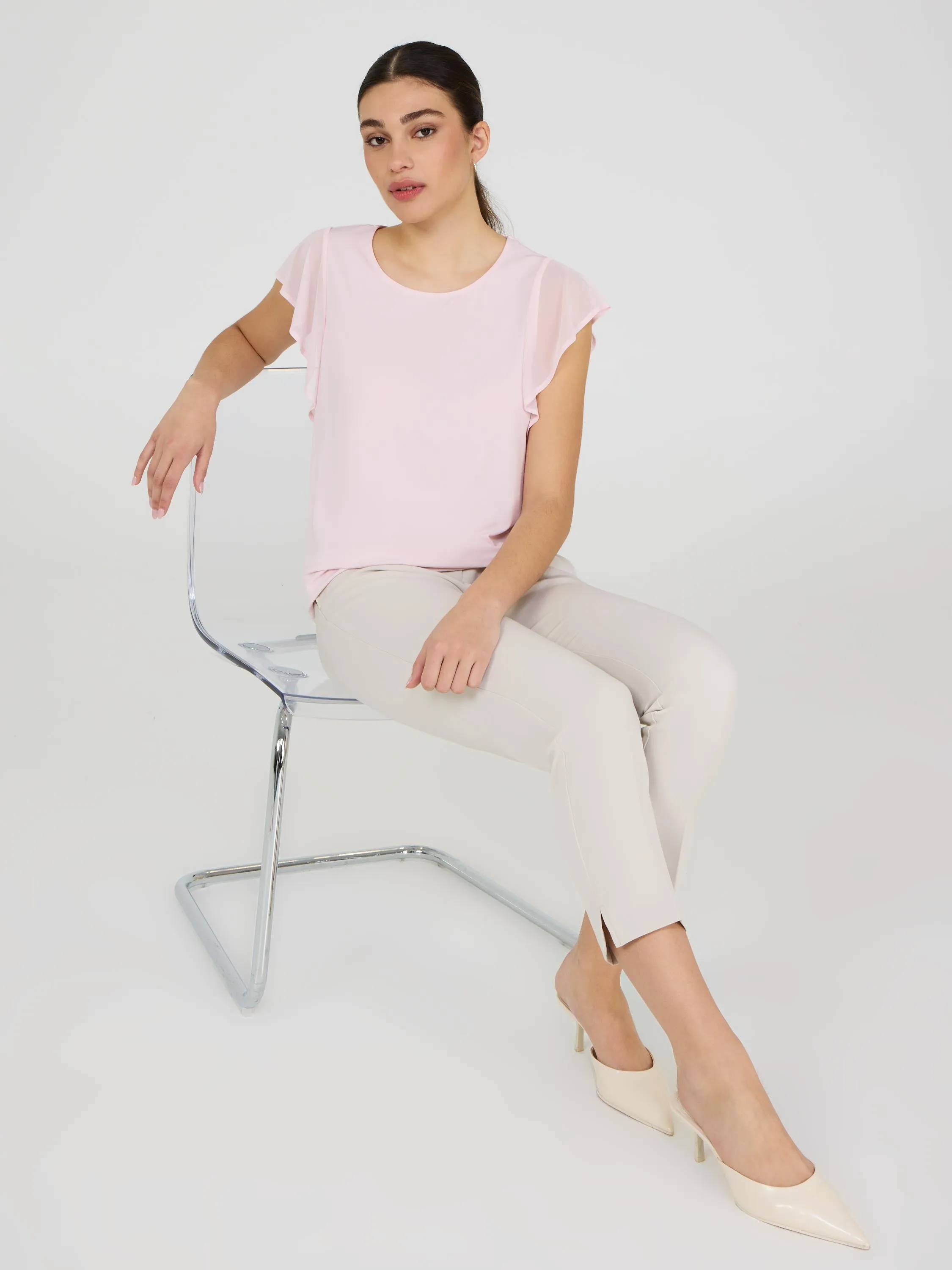 Mesh Flutter Sleeve Top Express Daily