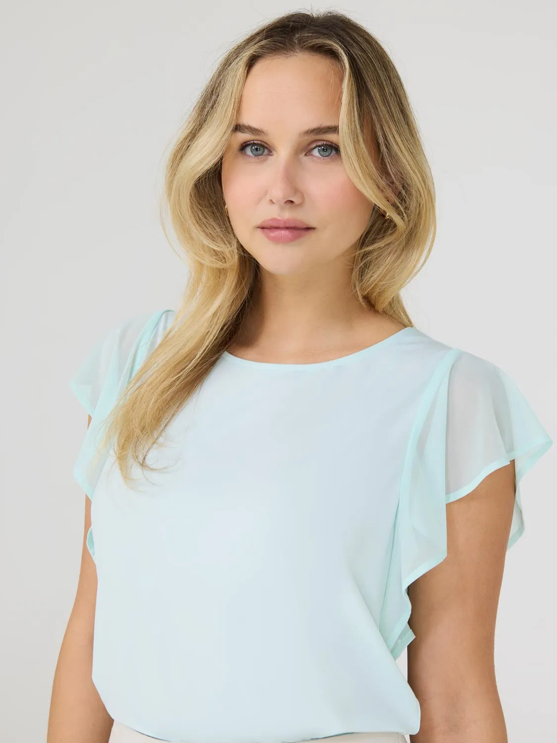 Mesh Flutter Sleeve Top Express You