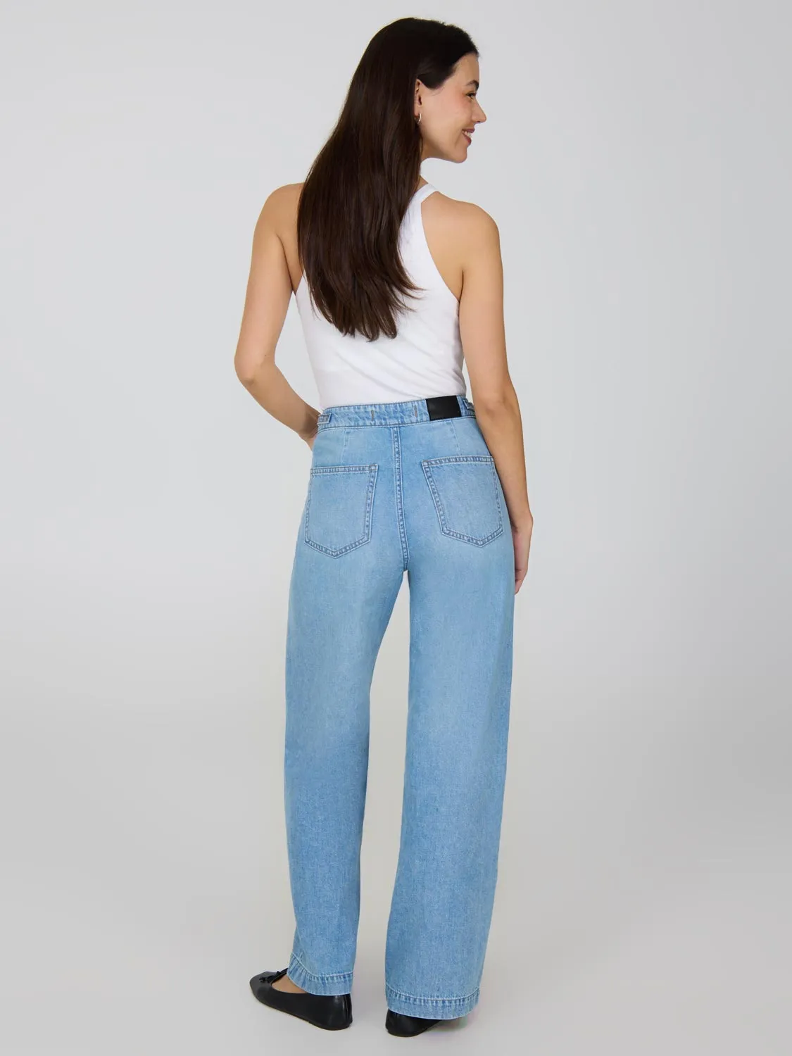 Metal Trim Straight Leg Cotton Jeans urban trendy