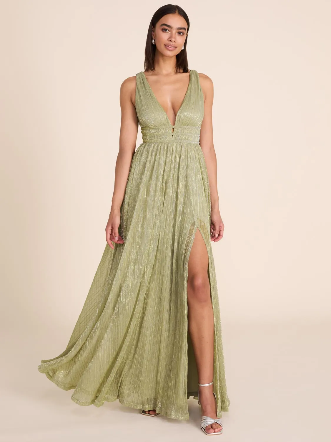 Metallic Crinkle Knit Gown beach party