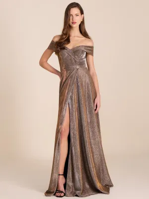 Metallic Off-The-Shoulder Ball Gown outdoor wedding
