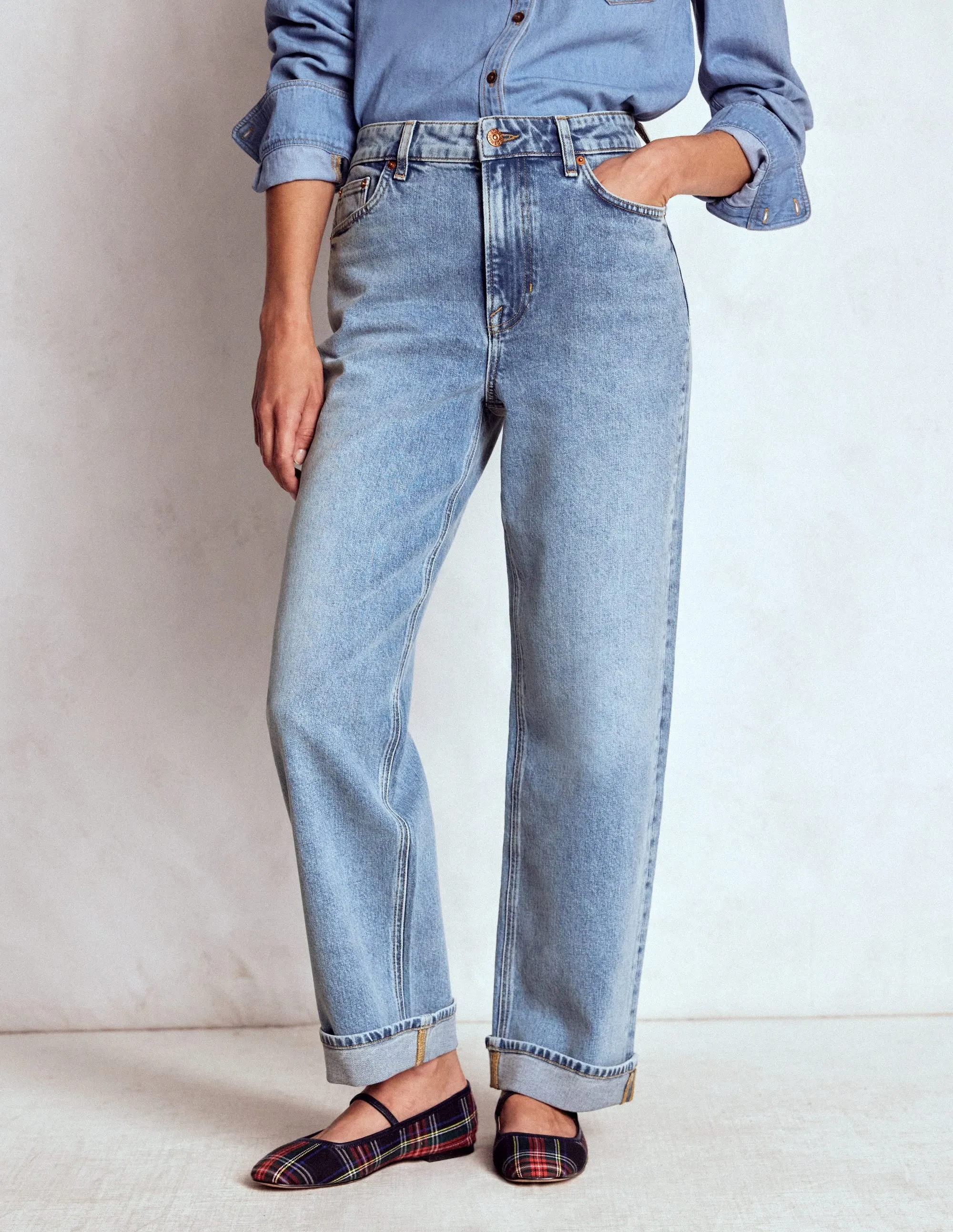 Mid Rise Comfort Stretch Jeans-Light Vintage durable wear