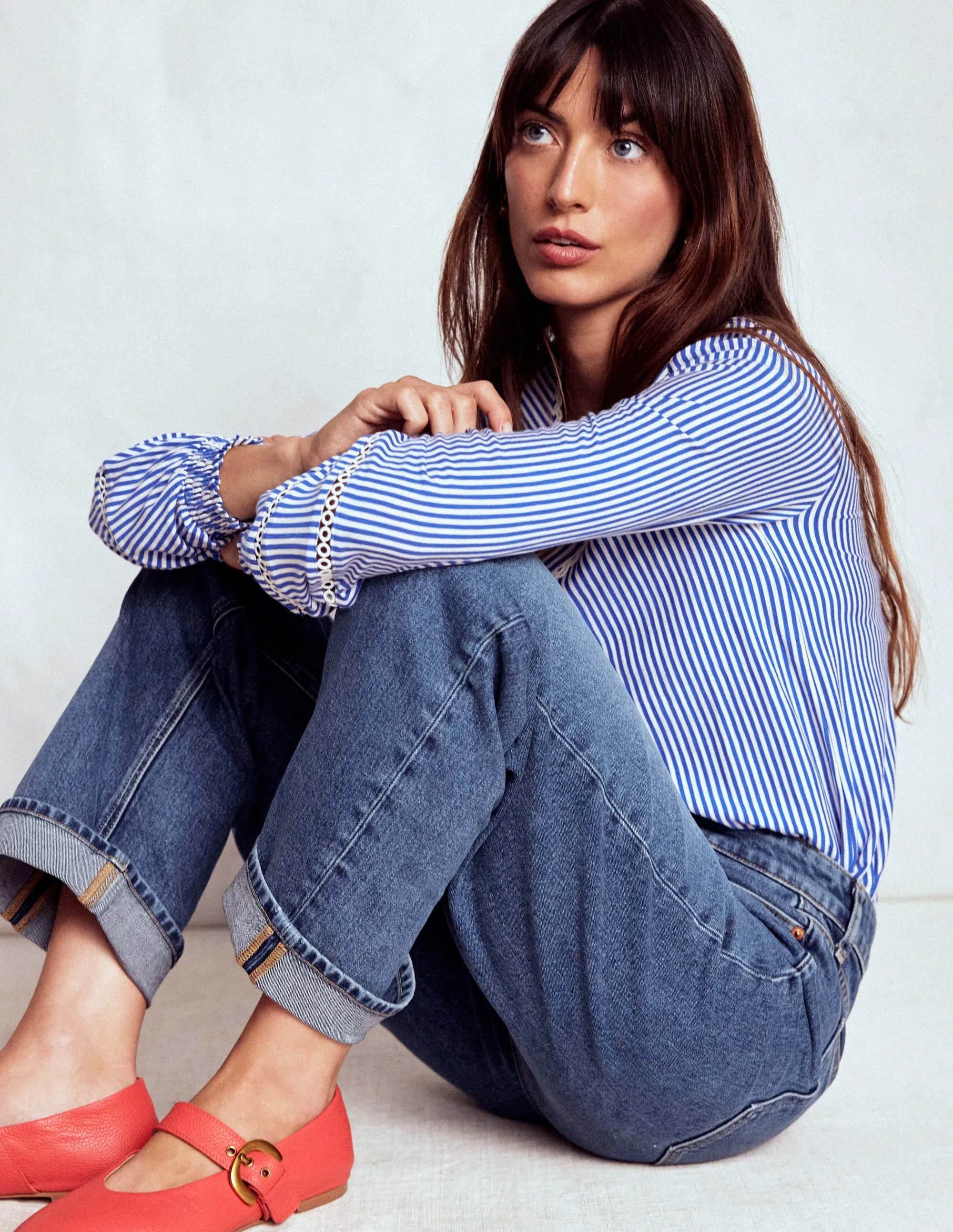 Mid Rise Comfort Stretch Jeans-Mid Vintage casual trend