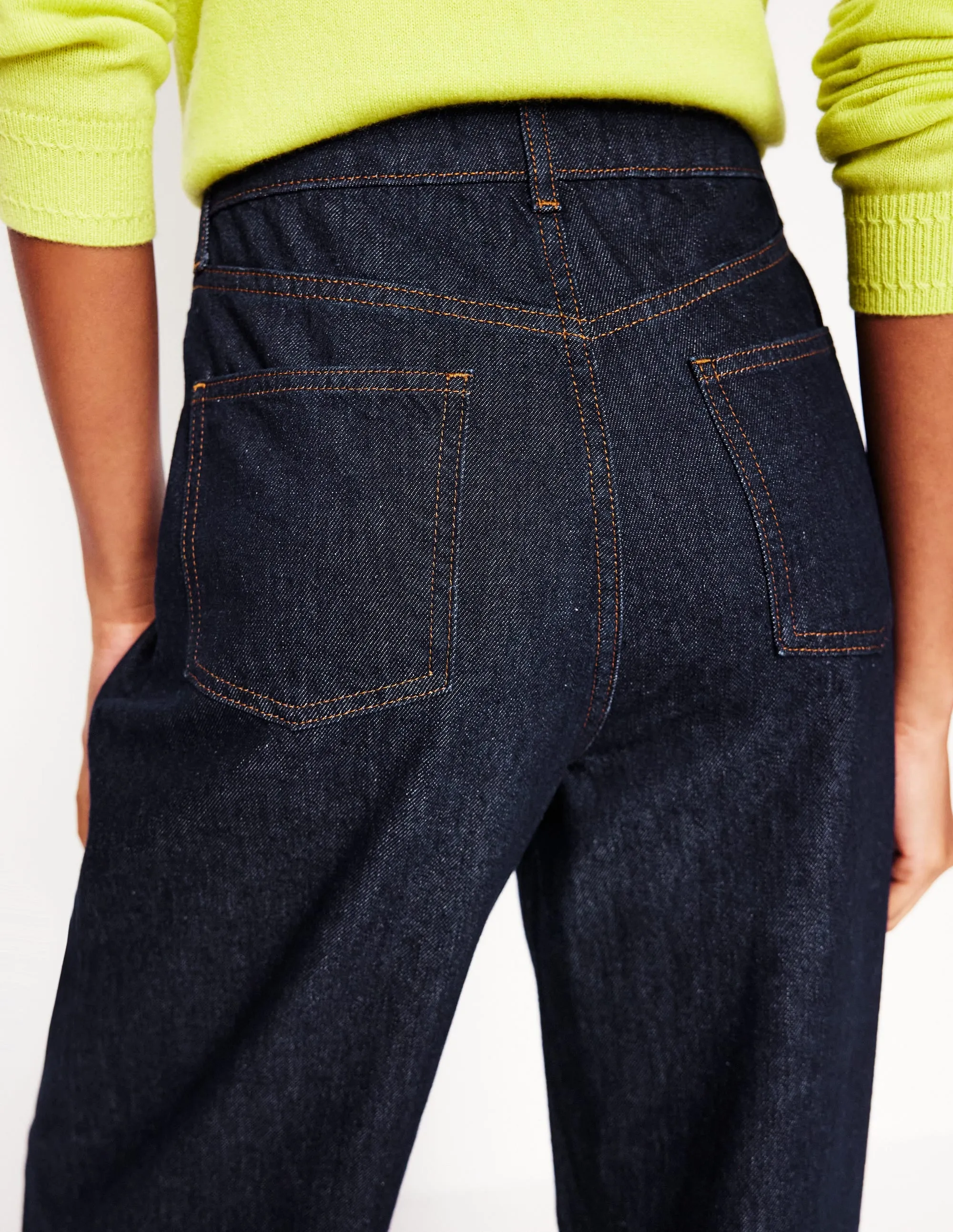 Mid Rise Fluid Denim Trousers-Indigo Rinse free wear