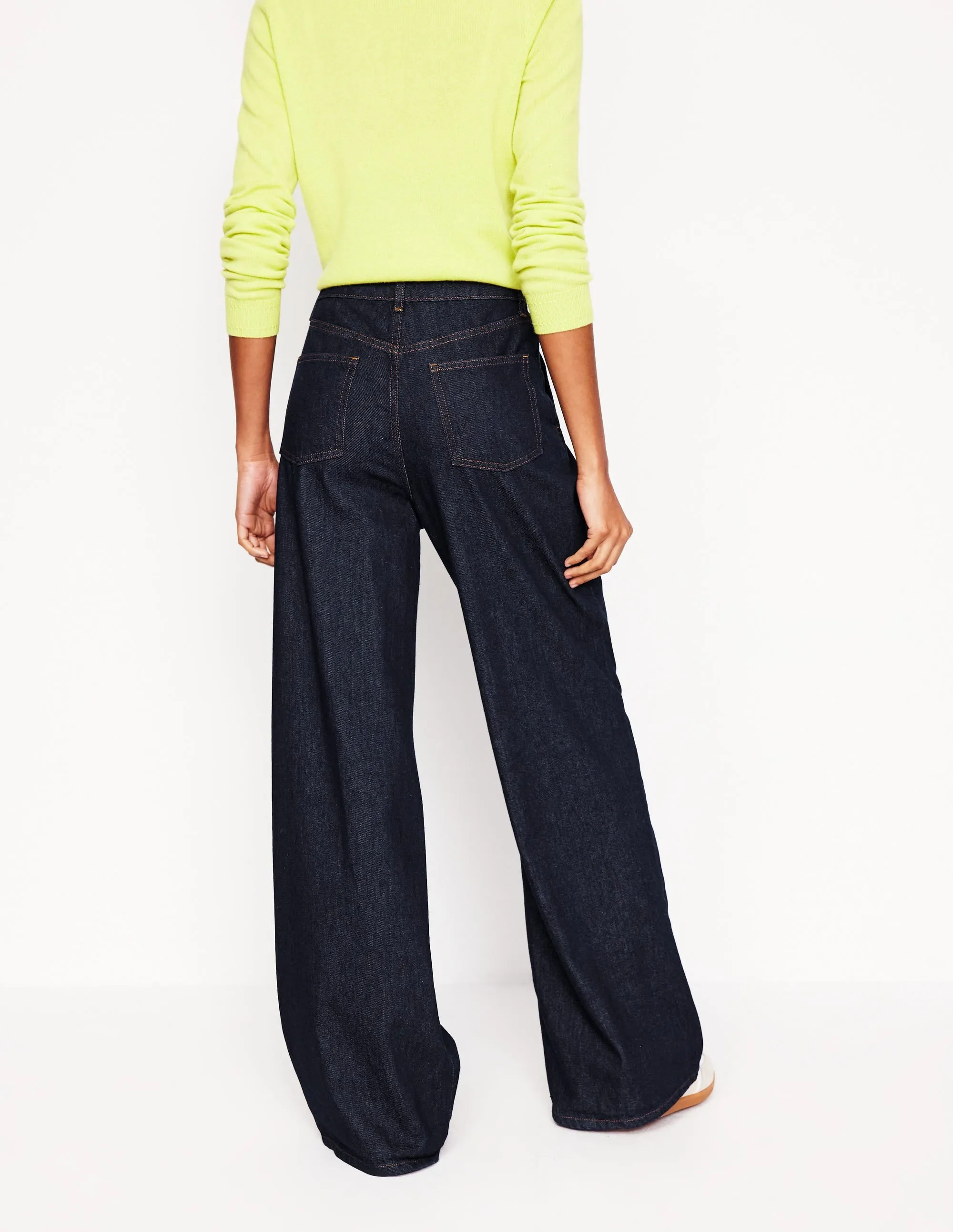 Mid Rise Fluid Denim Trousers-Indigo Rinse trend leader